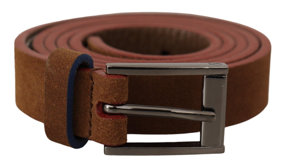 Dolce & Gabbana Brown Logo Engraved Metal Waist Buckle Women's Belt