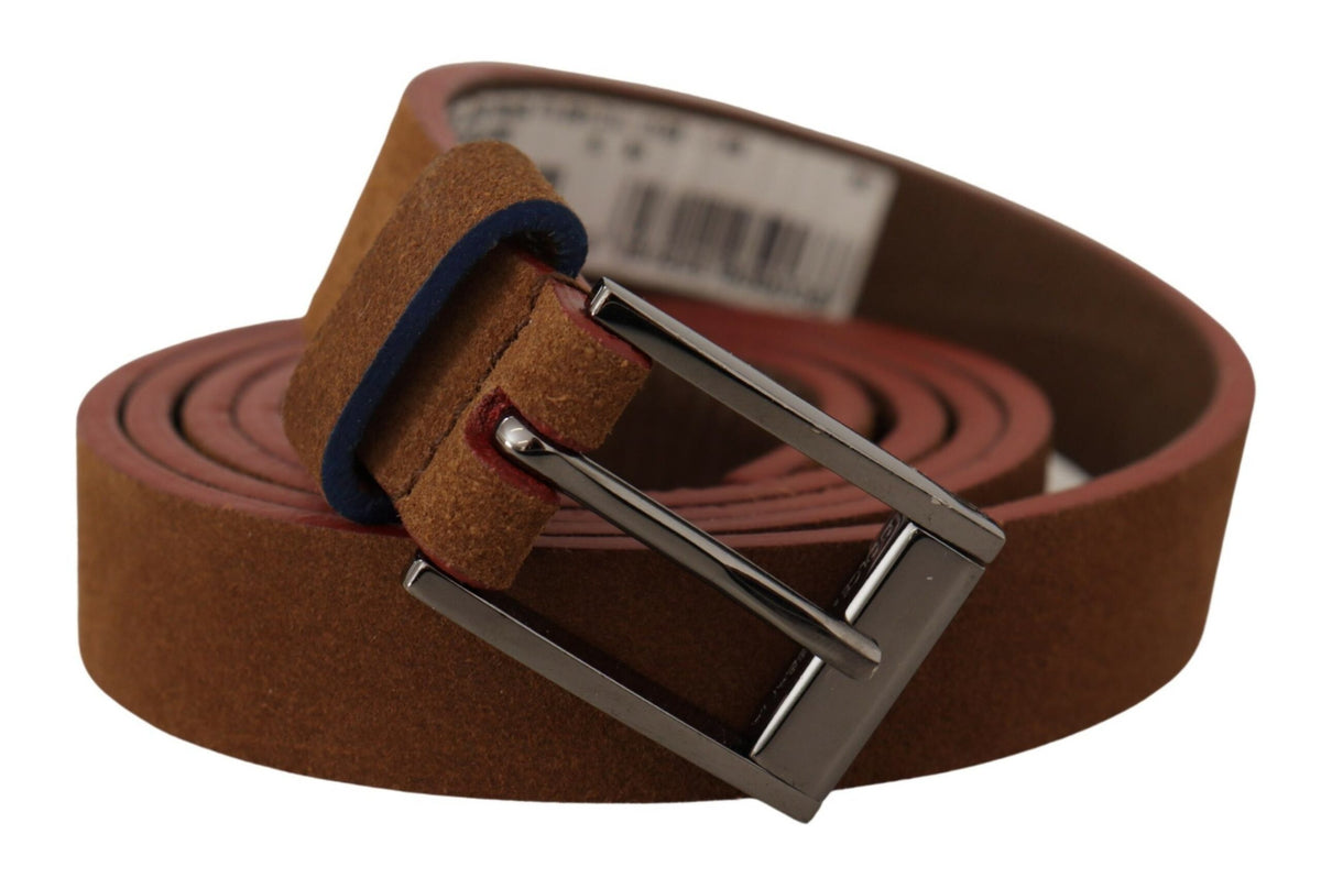 Dolce & Gabbana Brown Logo Engraved Metal Waist Buckle Women's Belt