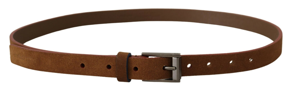 Dolce & Gabbana Brown Logo Engraved Metal Waist Buckle Women's Belt