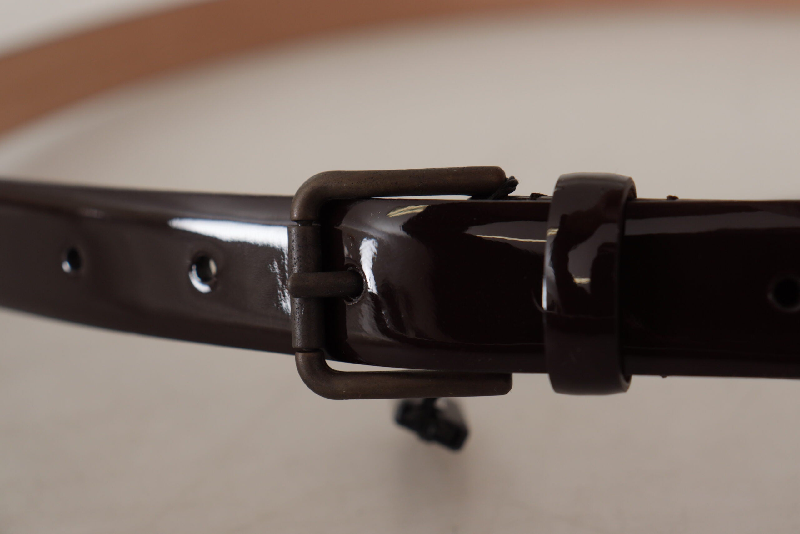 Dolce & Gabbana Black Patent Leather Logo Metal Waist Buckle Women's Belt