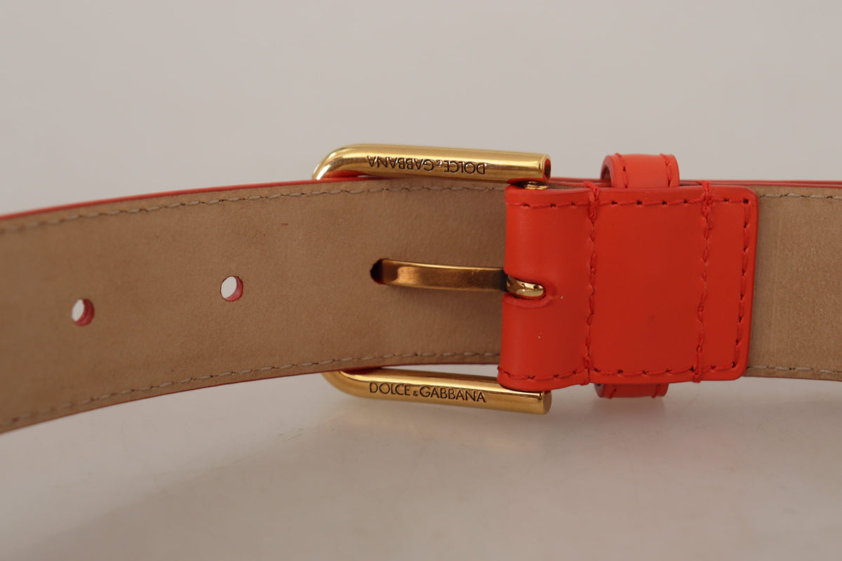 Dolce & Gabbana Orange Leather Devotion Heart Micro Bag Headphones Women's Belt