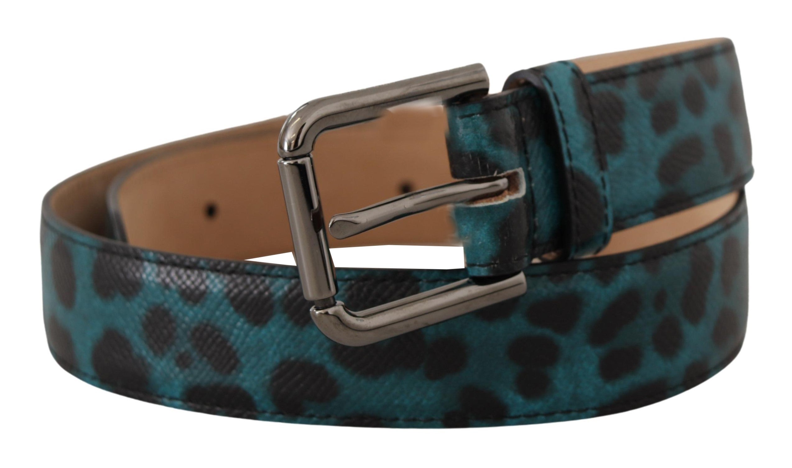 Dolce & Gabbana Engraved Logo Leather Belt in Blue Women's Green