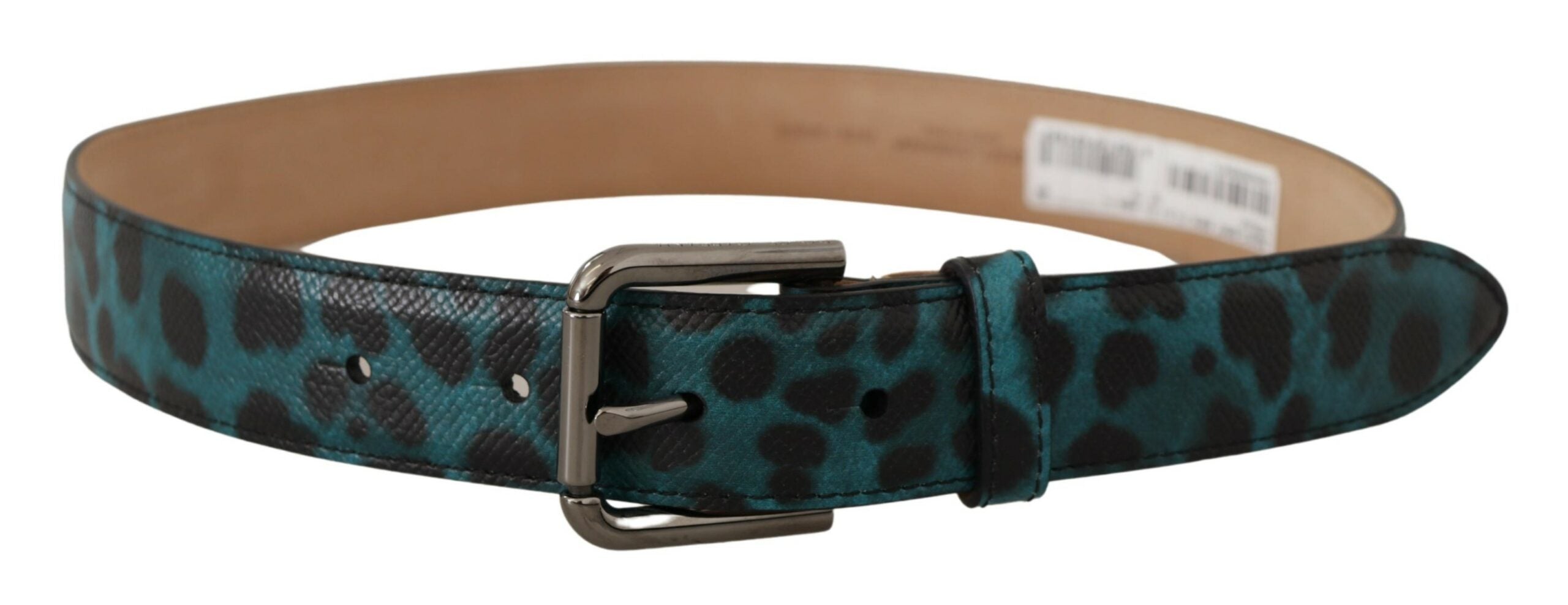 Dolce & Gabbana Engraved Logo Leather Belt in Blue Women's Green