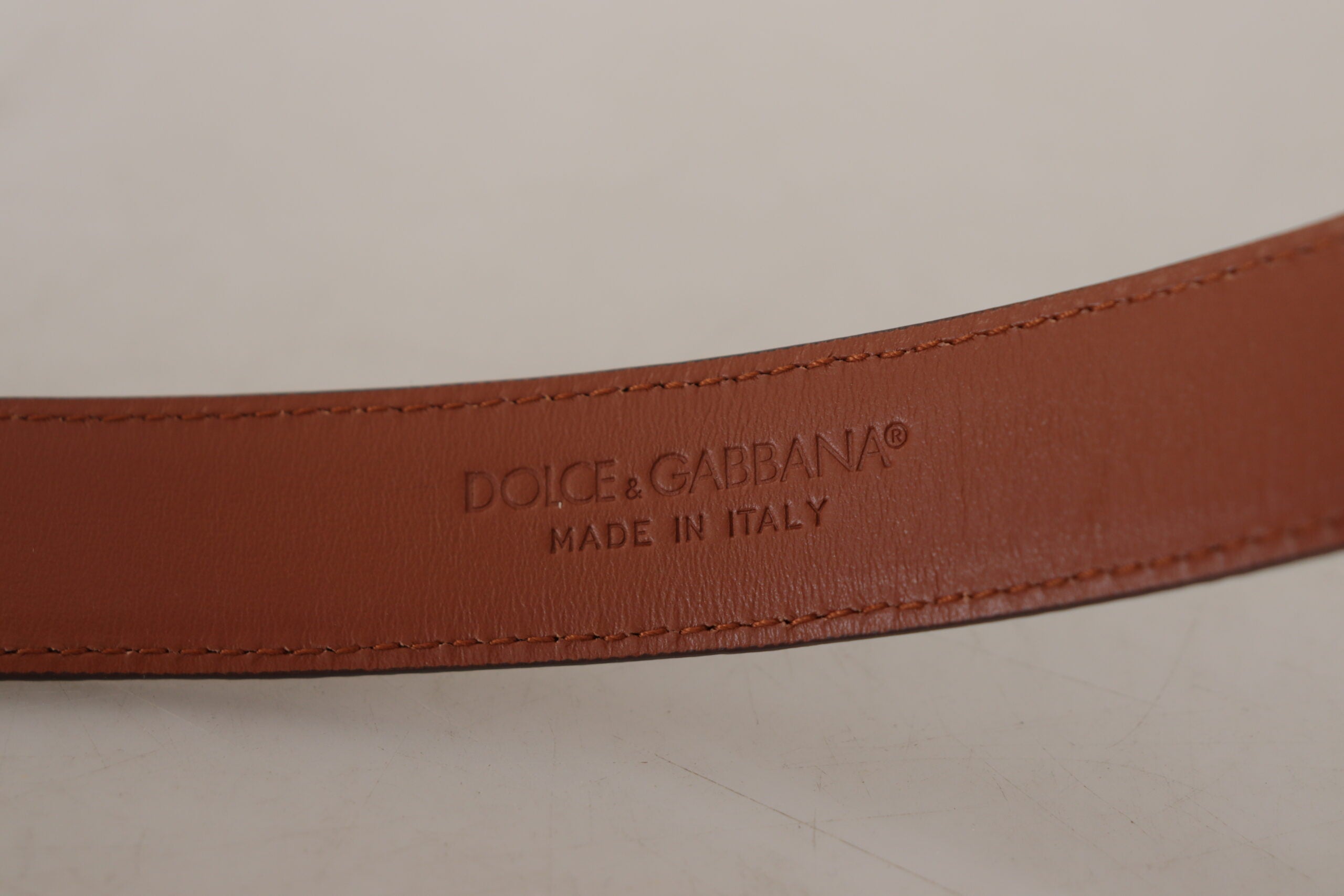 Dolce & Gabbana Brown Leopard Embossed Leather Buckle Women's Belt
