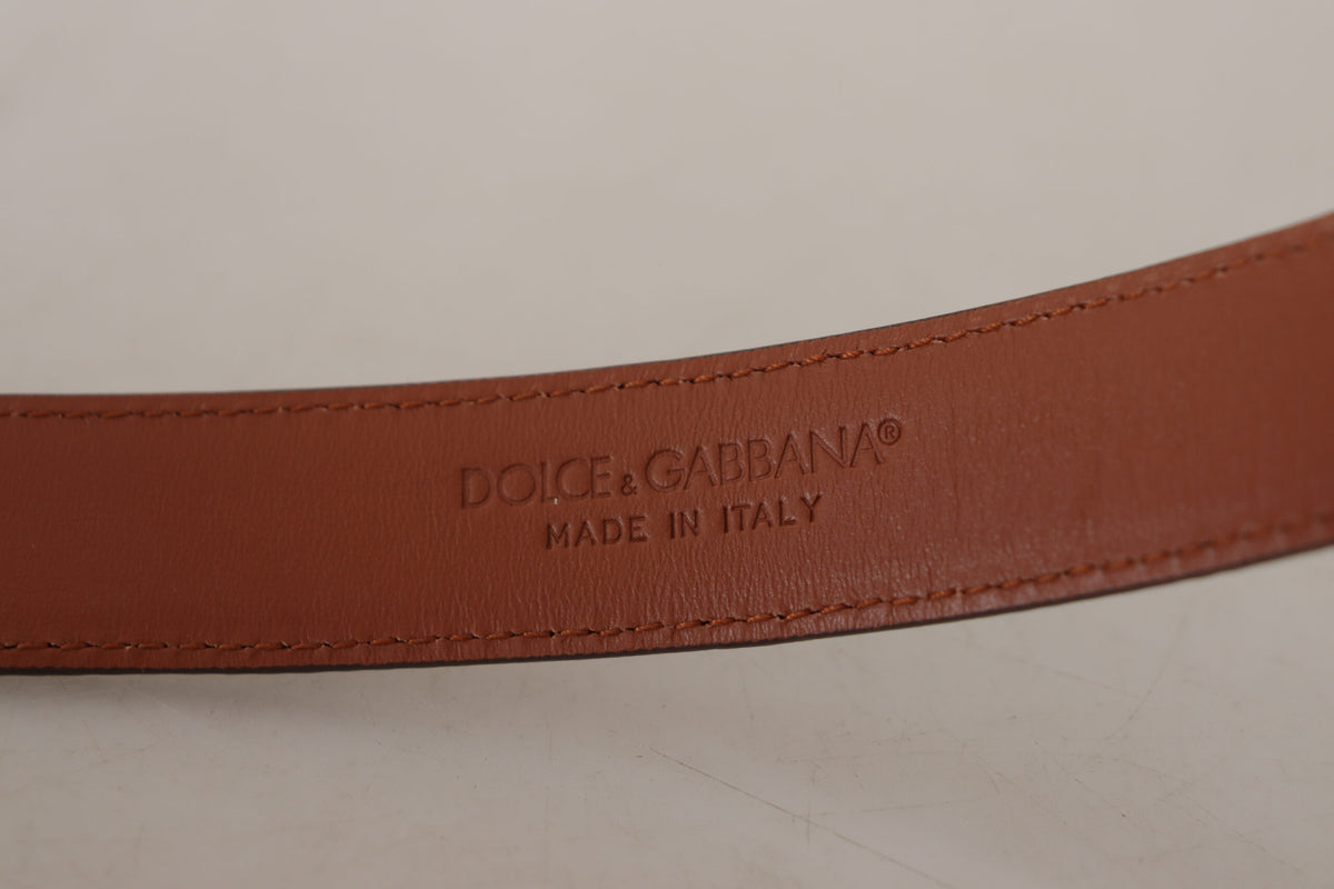 Dolce & Gabbana Brown Leopard Embossed Leather Buckle Women's Belt