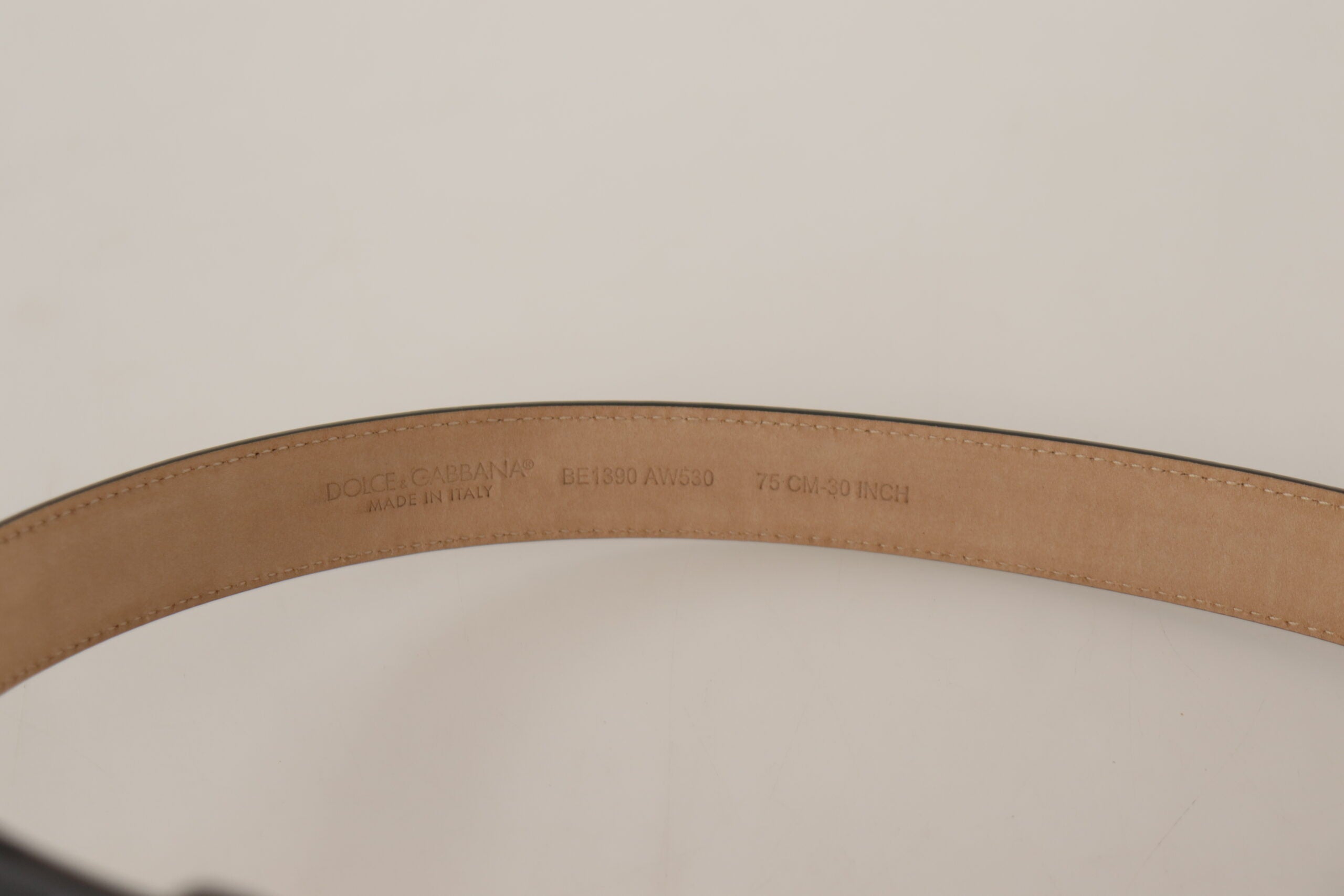 Dolce & Gabbana Elegant Black Leather Belt with Engraved Women's Buckle