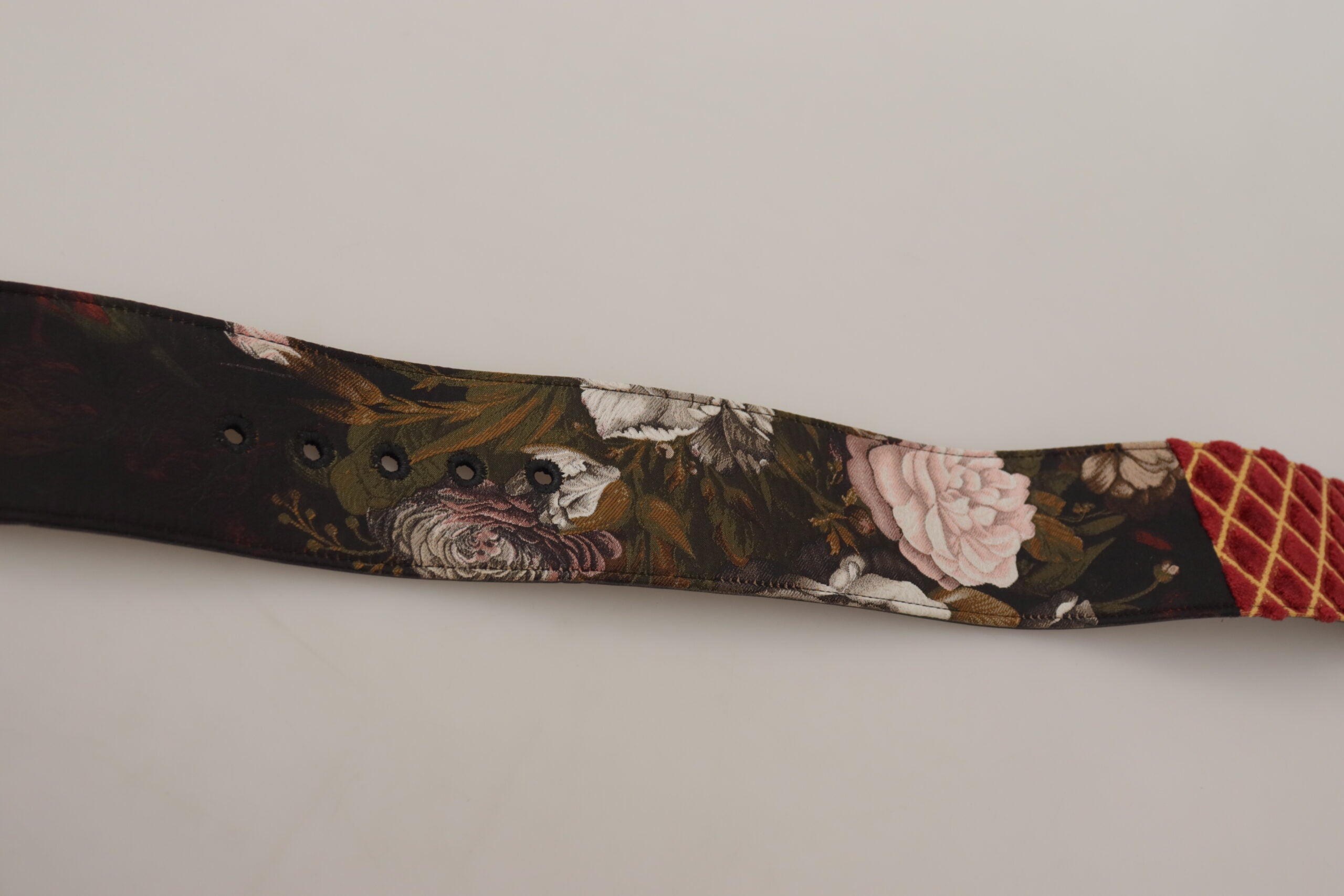 Dolce & Gabbana Multicolor Wide Leather Floral Gold Metal Buckle Women's Belt