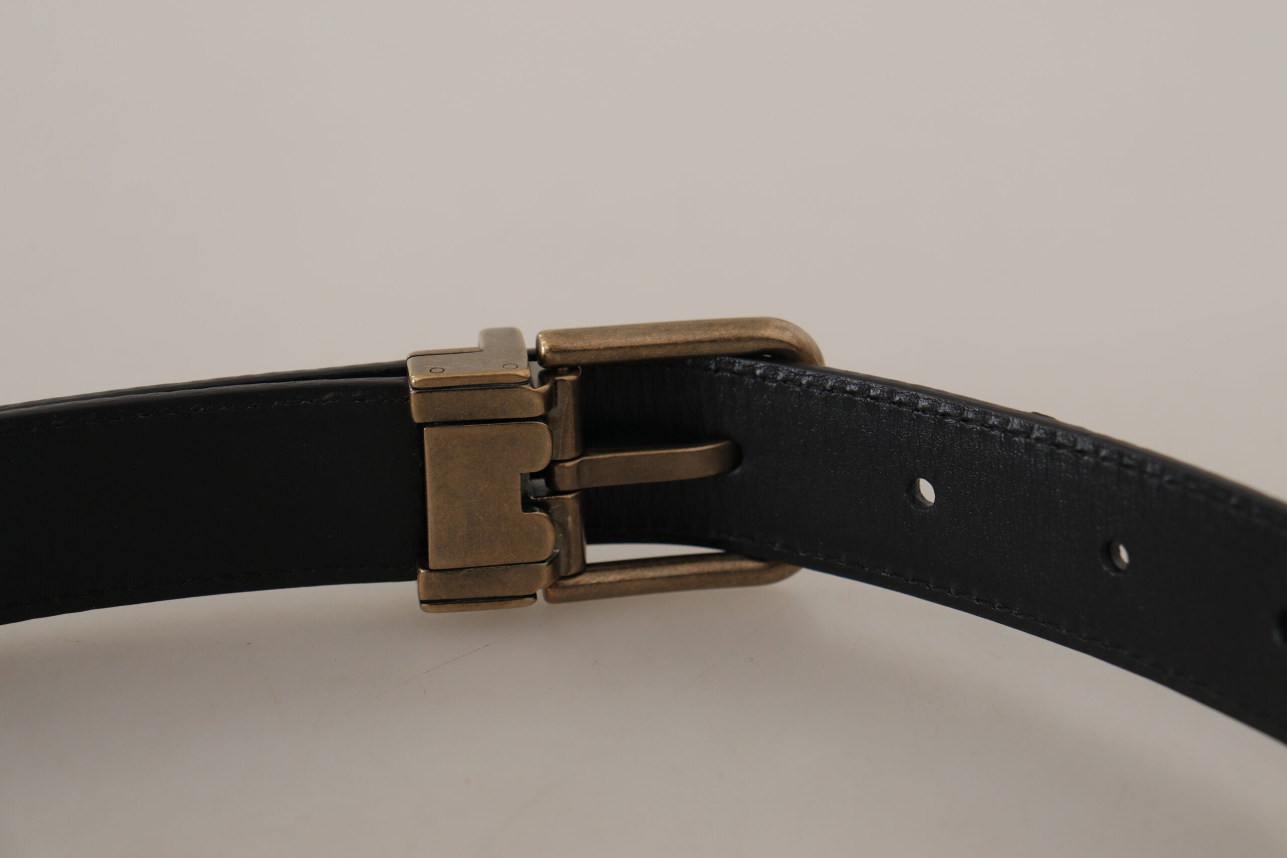 Dolce & Gabbana Brown Leather Leopard Print Bronze Metal Buckle Women's Belt