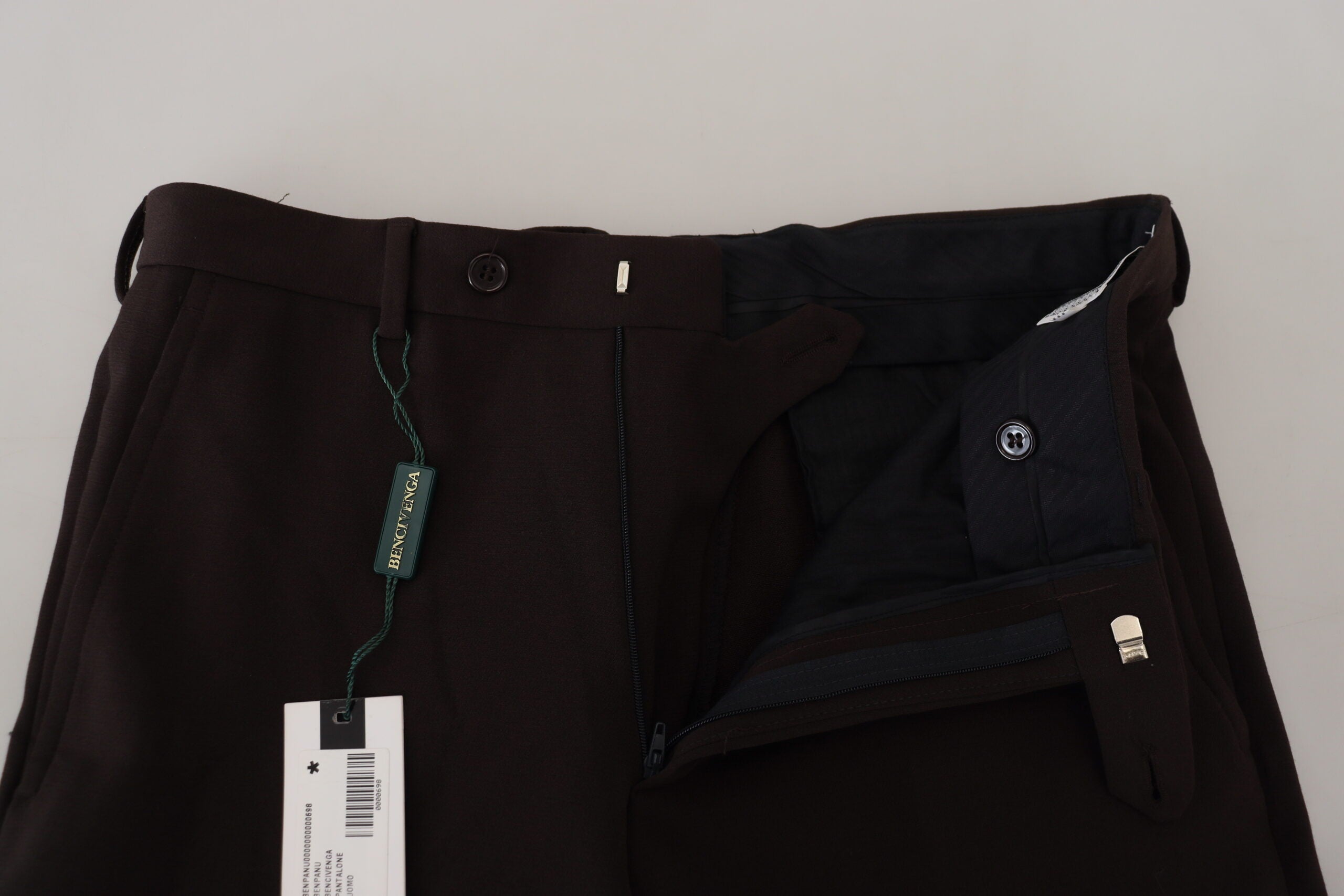 BENCIVENGA Brown Straight Fit Formal Men Men's Pants