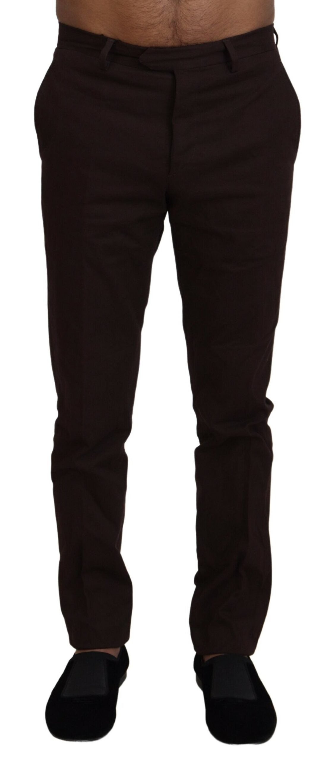 BENCIVENGA Brown Cotton Tapered Formal Men Men's Pants