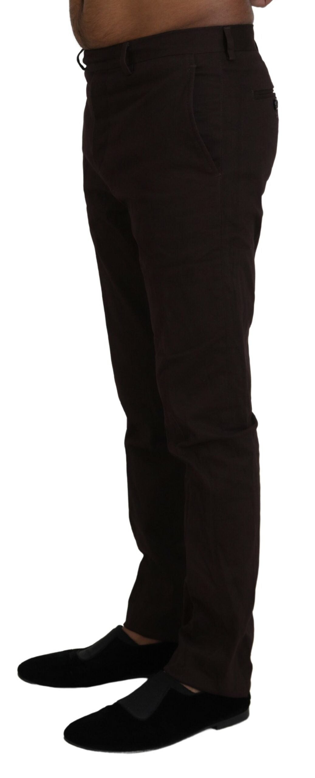 BENCIVENGA Brown Cotton Tapered Formal Men Men's Pants