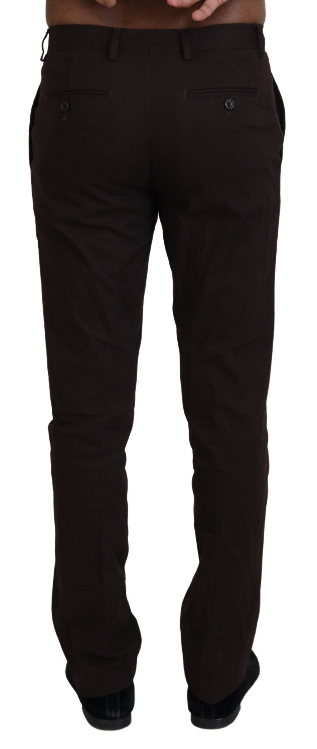 BENCIVENGA Brown Cotton Tapered Formal Men Men's Pants