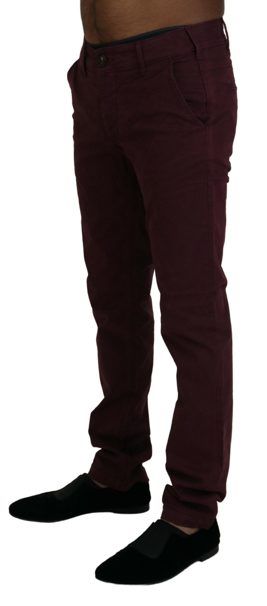 CYCLE Elegant Maroon Casual Skinny Men's Pants