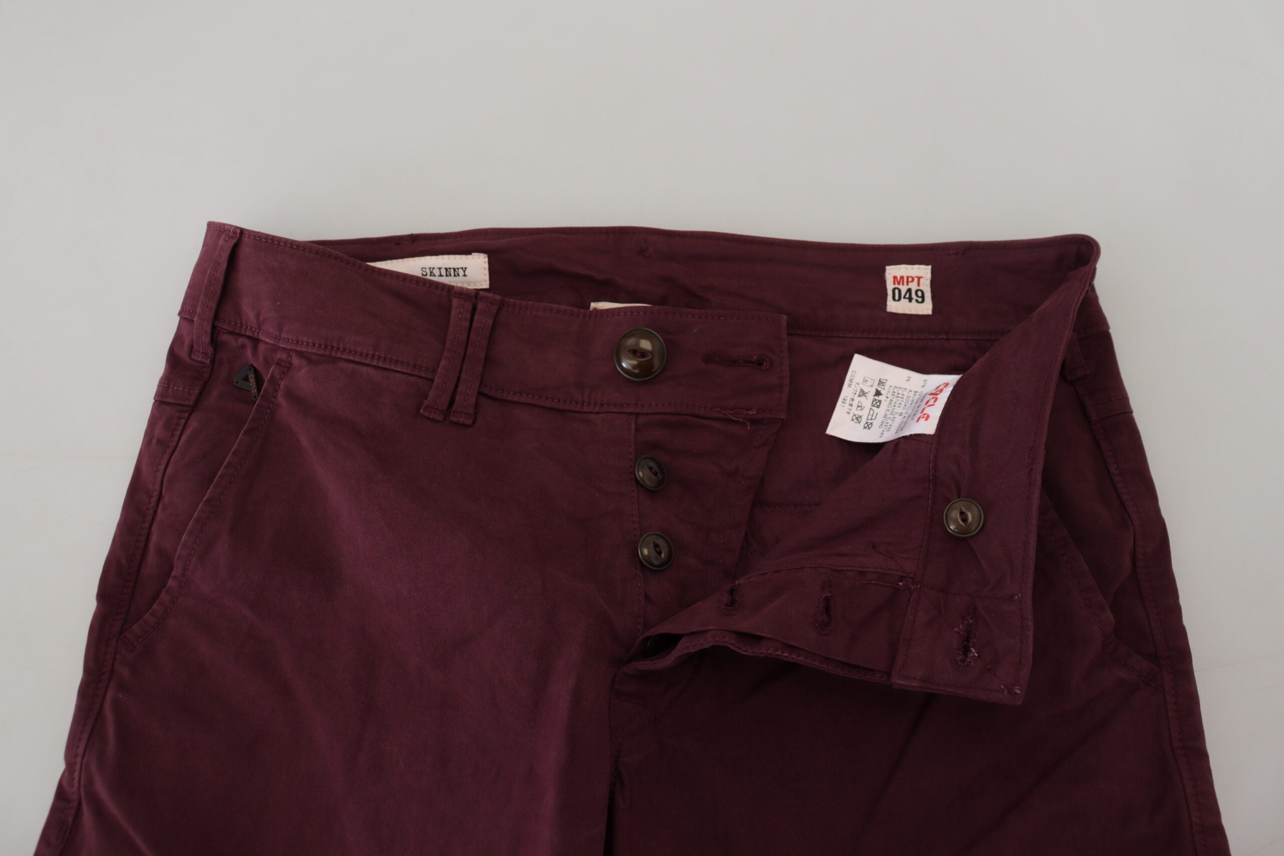 CYCLE Elegant Maroon Casual Skinny Men's Pants