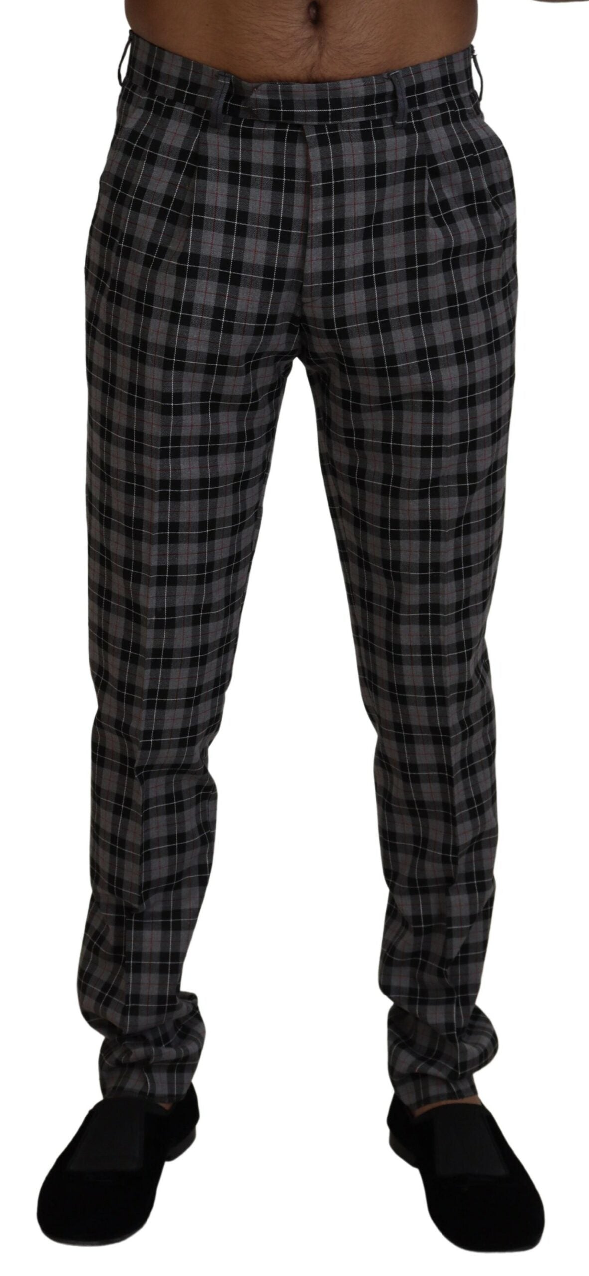 BENCIVENGA Elegant Gray Checked Gentleman's Men's Chinos