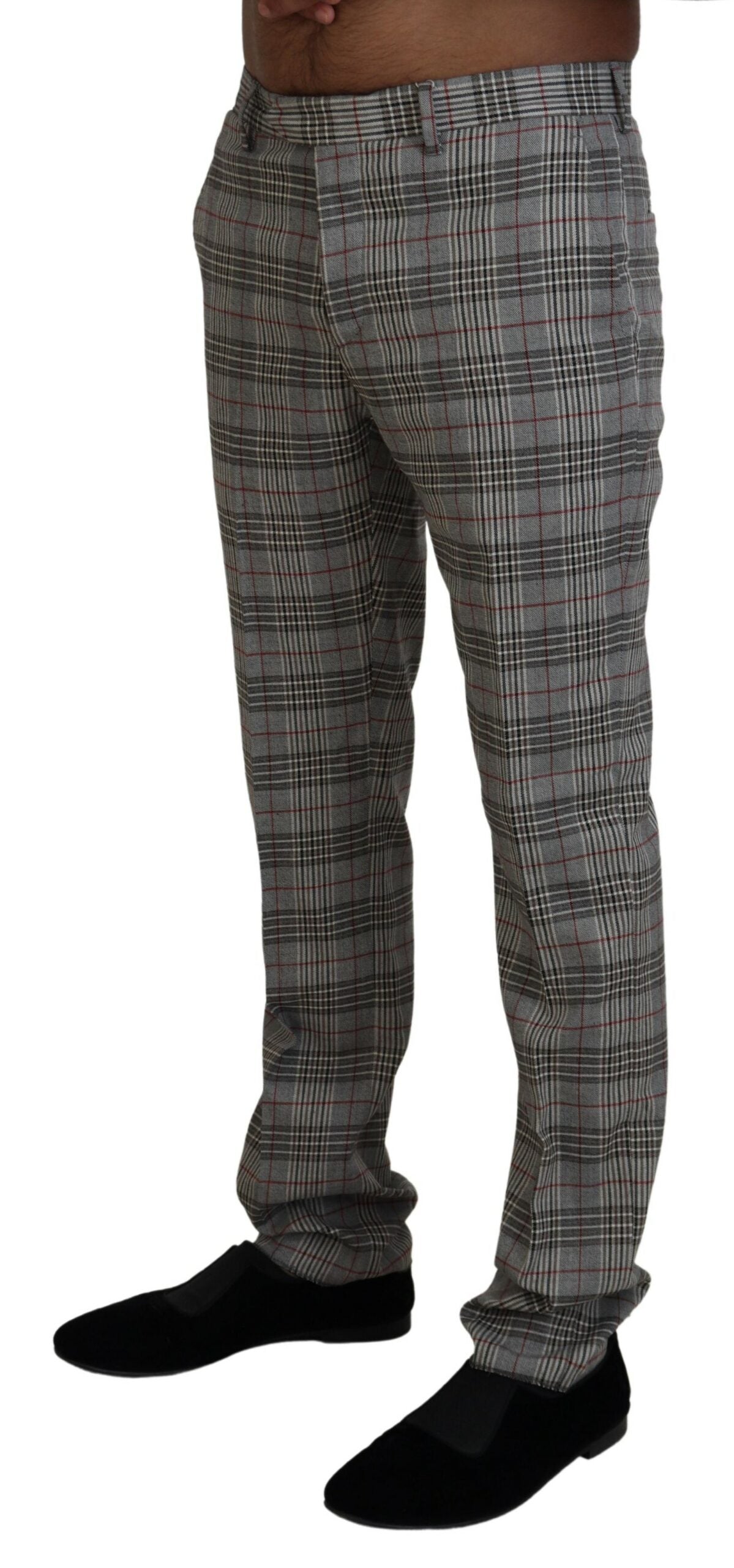 BENCIVENGA Elegant Gray Checkered Slim Men's Men's Pants