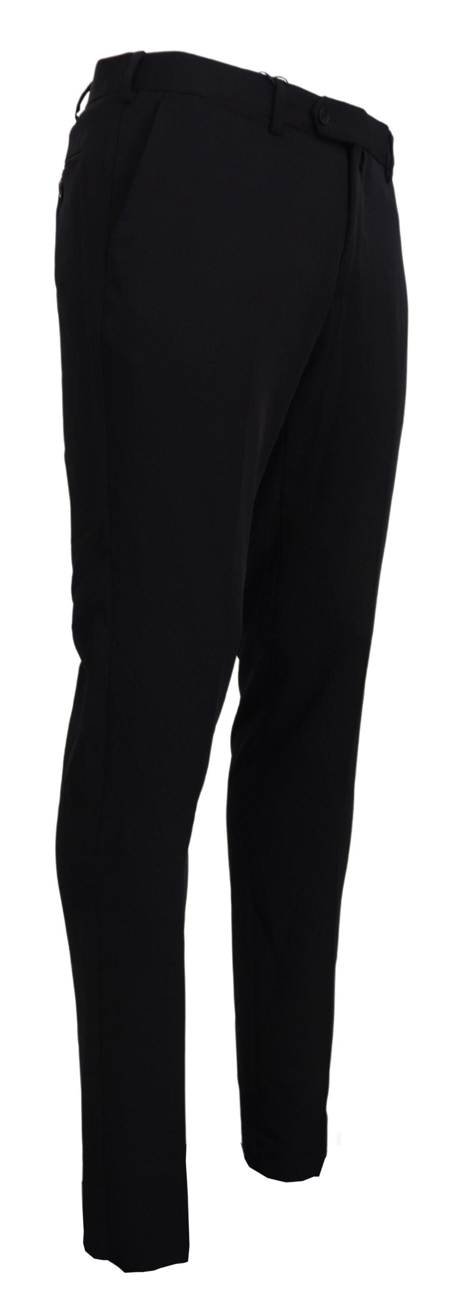 Domenico Tagliente Black Polyester Tapered Dress Men's Pants