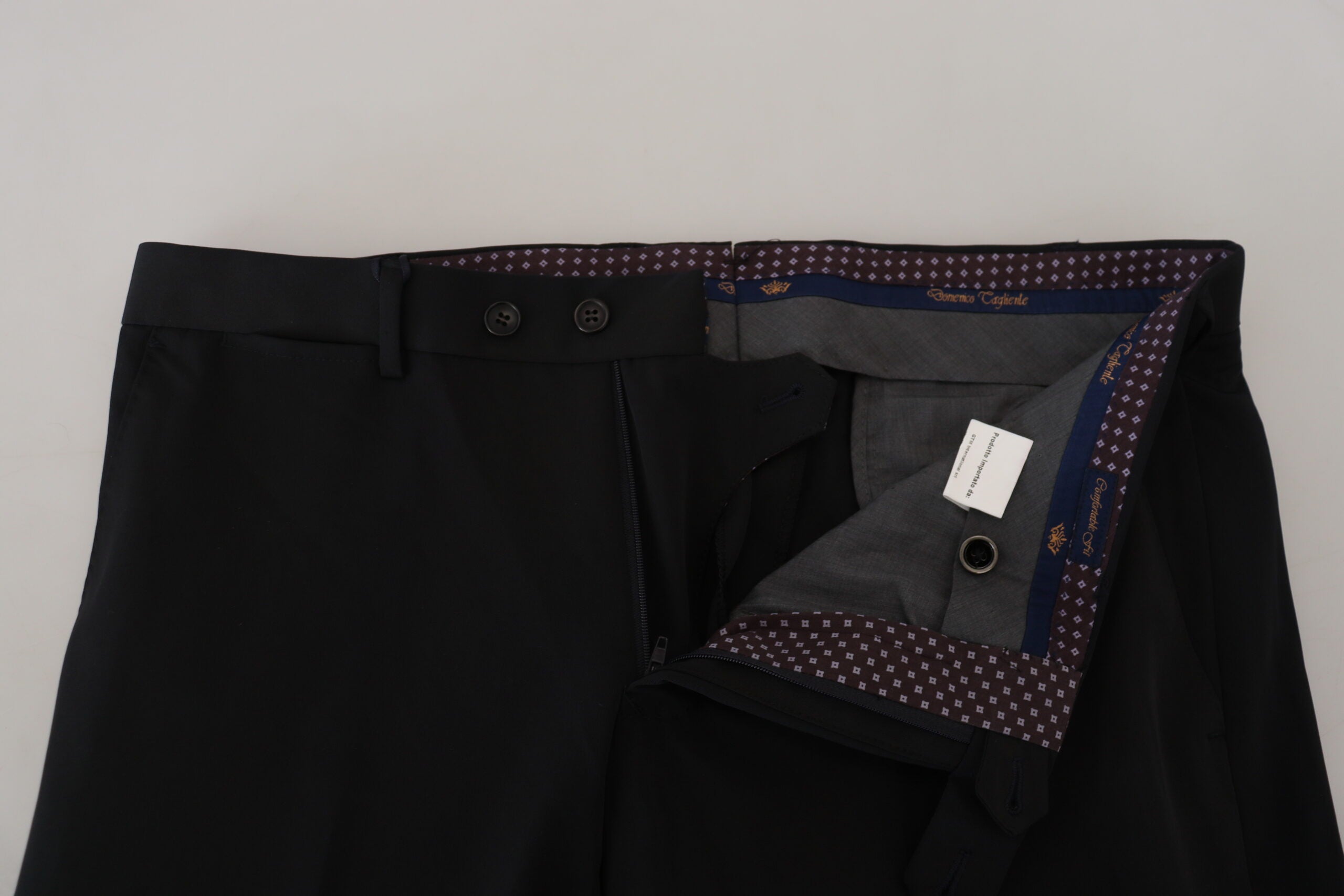 Domenico Tagliente Black Polyester Tapered Dress Men's Pants