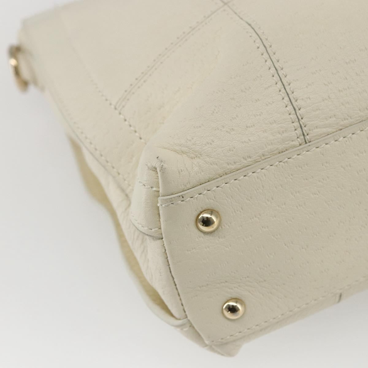 Salvatore Ferragamo Gancini Leather White Leather Handbag (Pre-Owned)