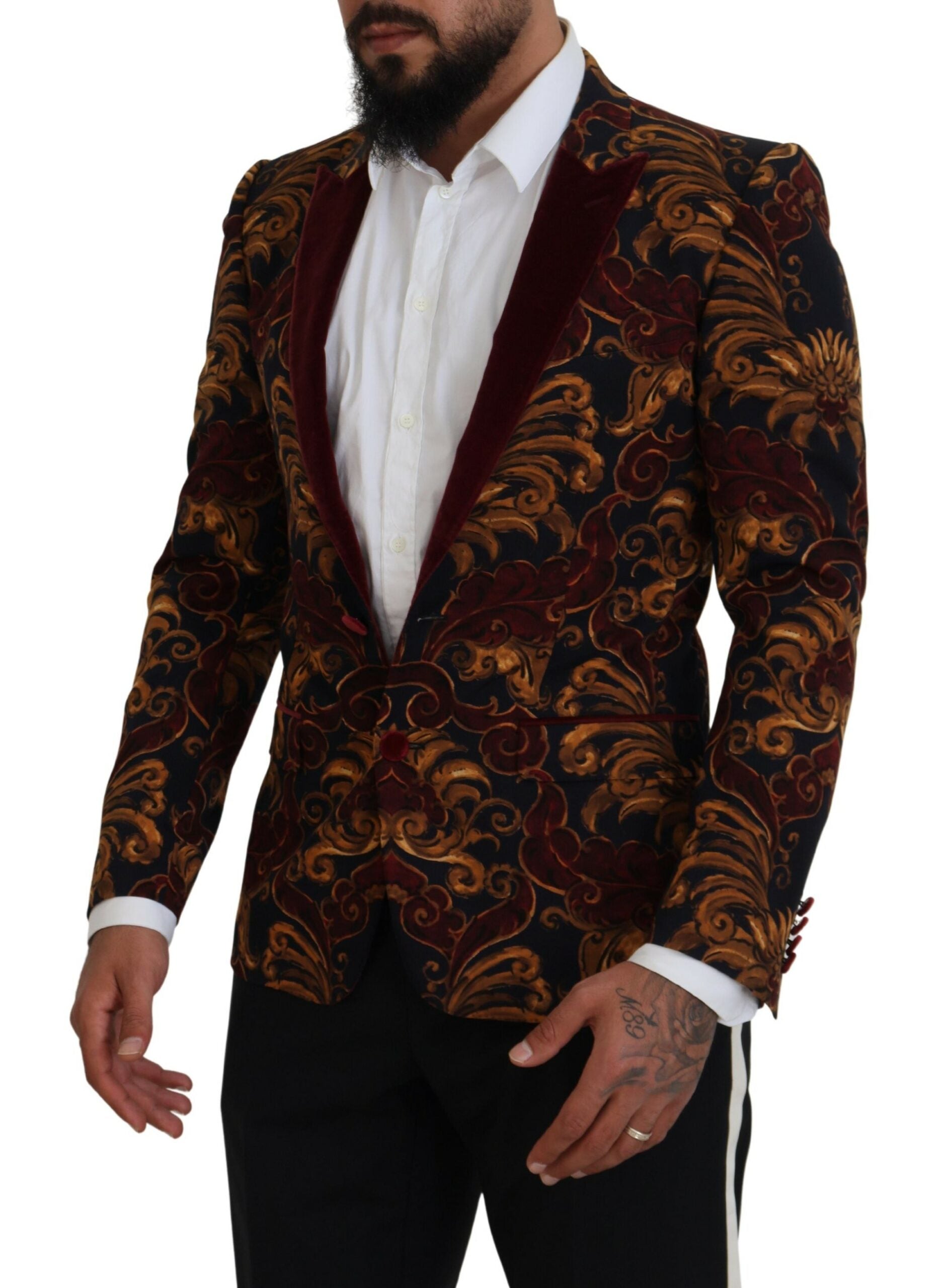 Dolce & Gabbana Multicolor Floral Single Breasted Martini Men's Blazer