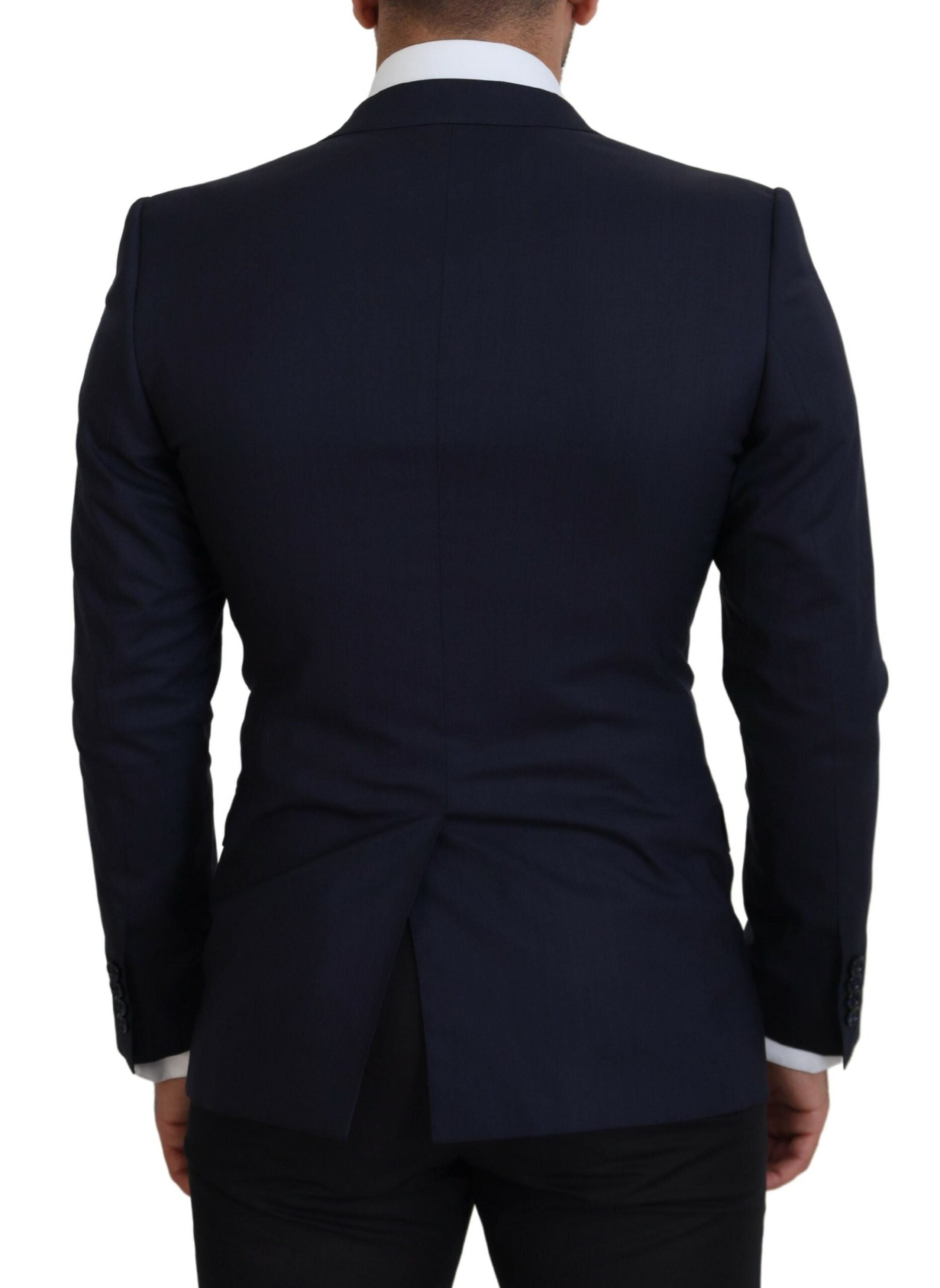 Dolce & Gabbana Blue Wool Slim Fit Formal Coat Men's Blazer