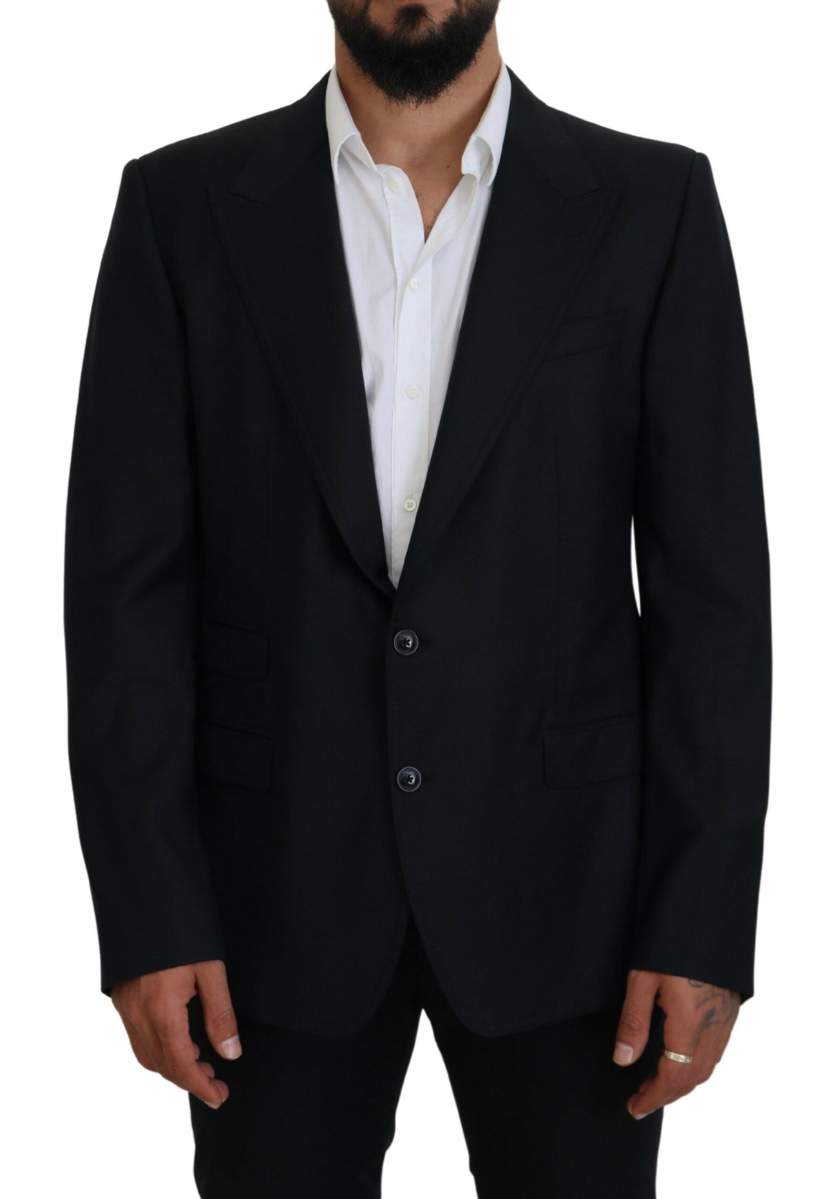 Dolce & Gabbana Dark Blue Wool Formal Sicilia Men's Blazer