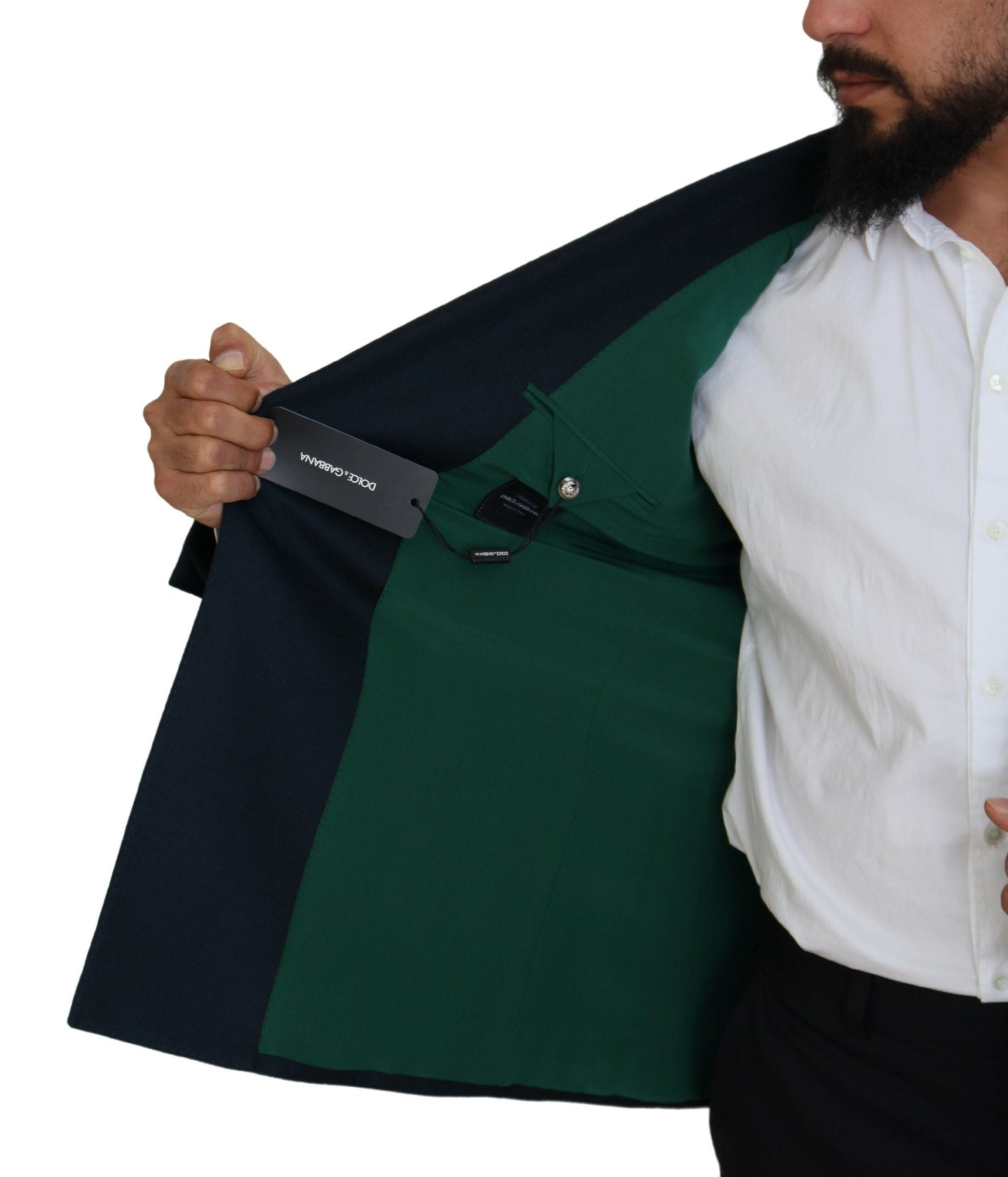 Dolce & Gabbana Blue Double Breasted Formal Coat Men's Blazer