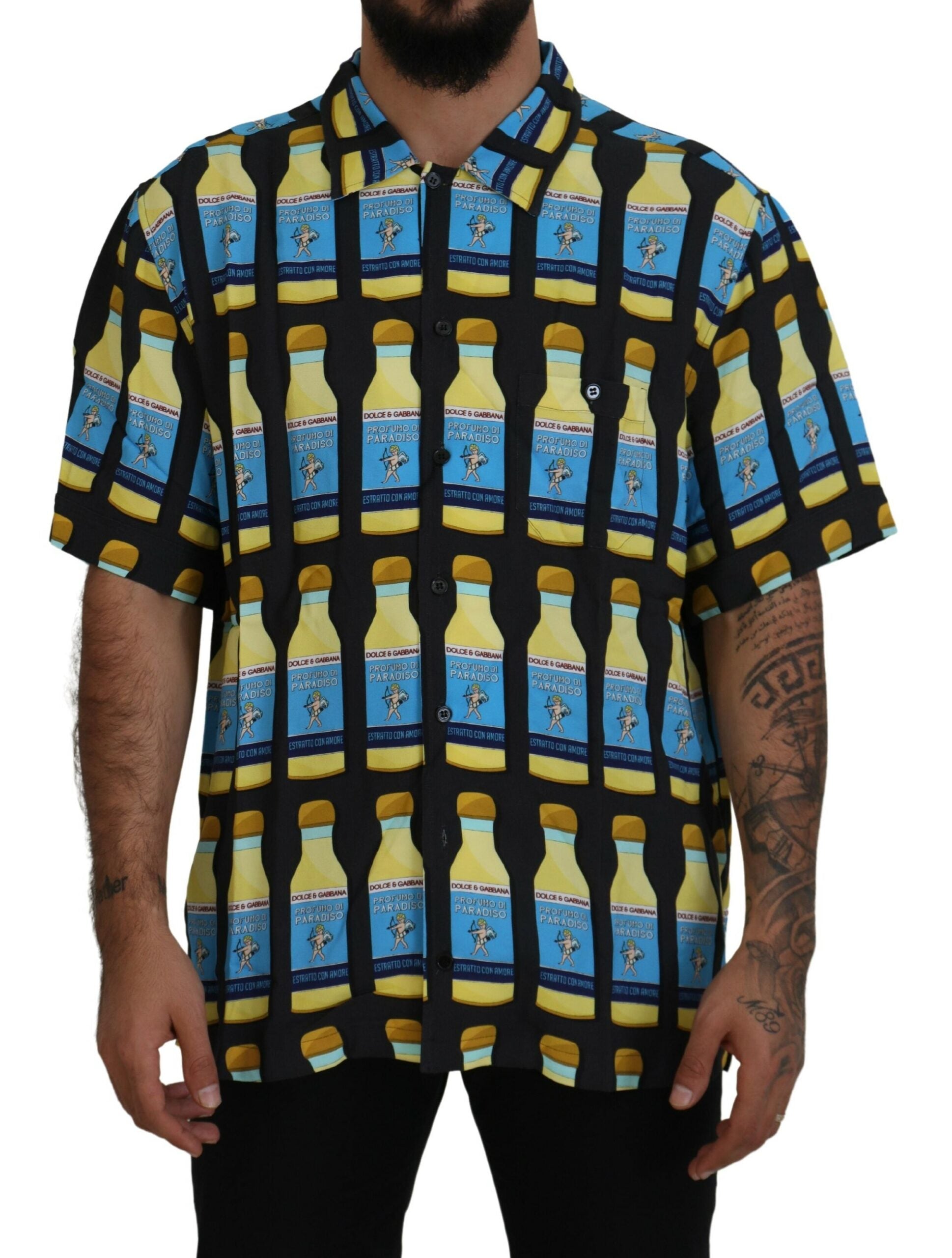 Dolce & Gabbana Multicolor Printed Viscose Casual Men's Shirt