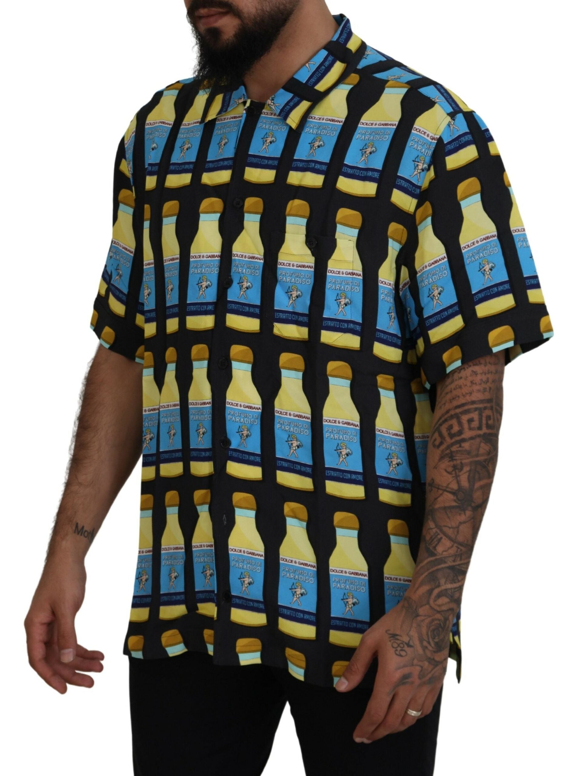 Dolce & Gabbana Multicolor Printed Viscose Casual Men's Shirt