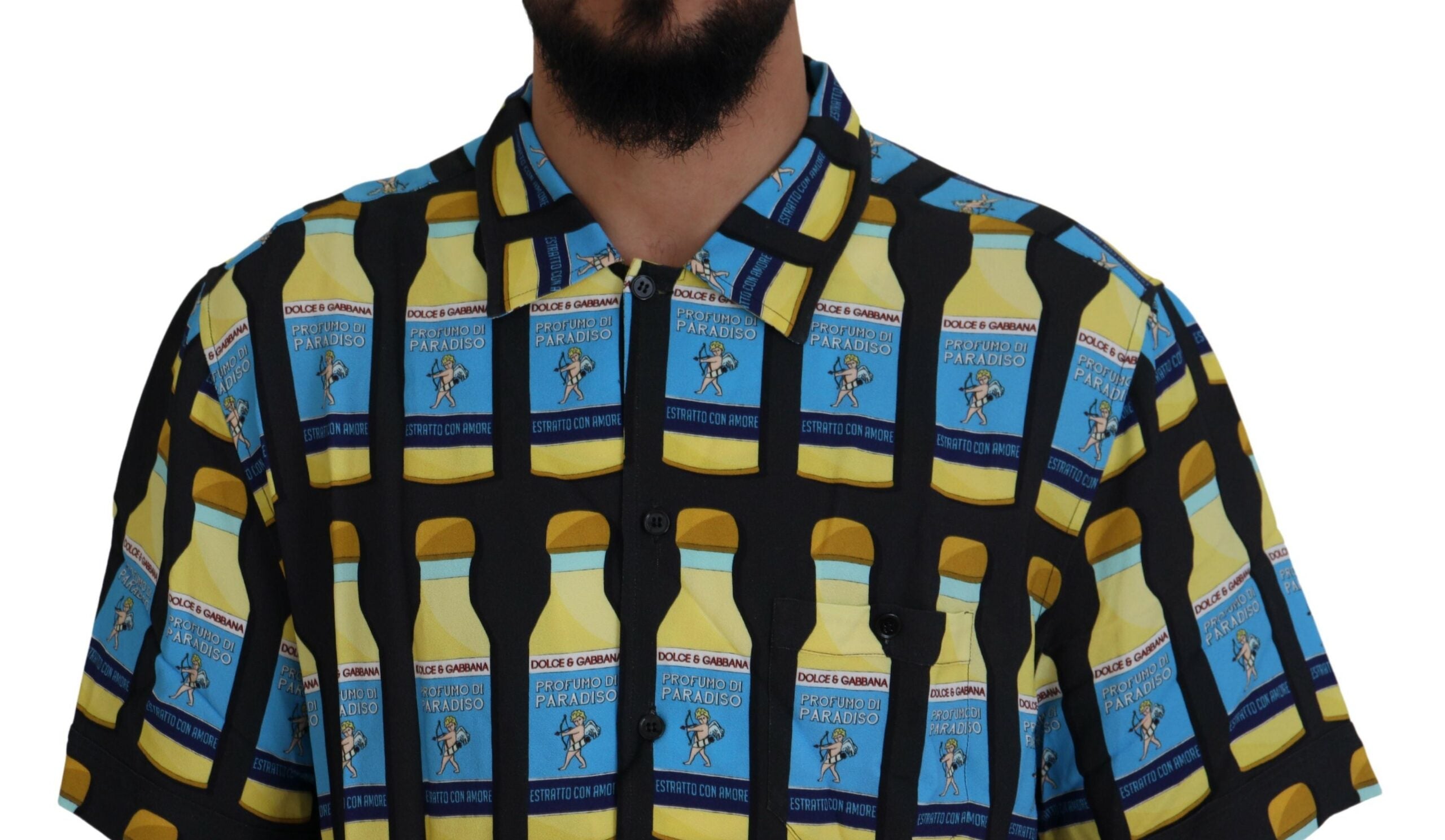 Dolce & Gabbana Multicolor Printed Viscose Casual Men's Shirt