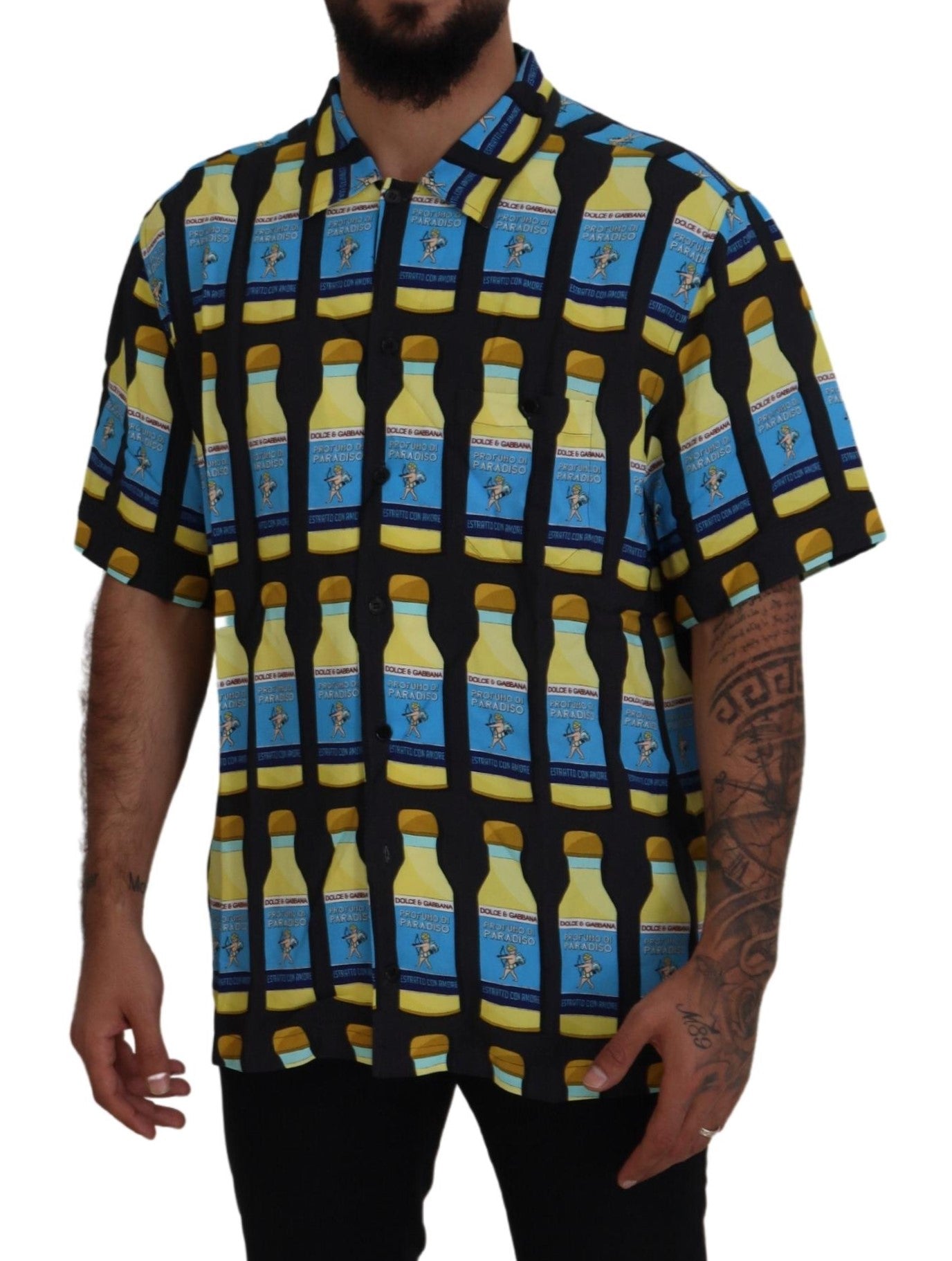 Dolce & Gabbana Multicolor Printed Viscose Casual Men's Shirt