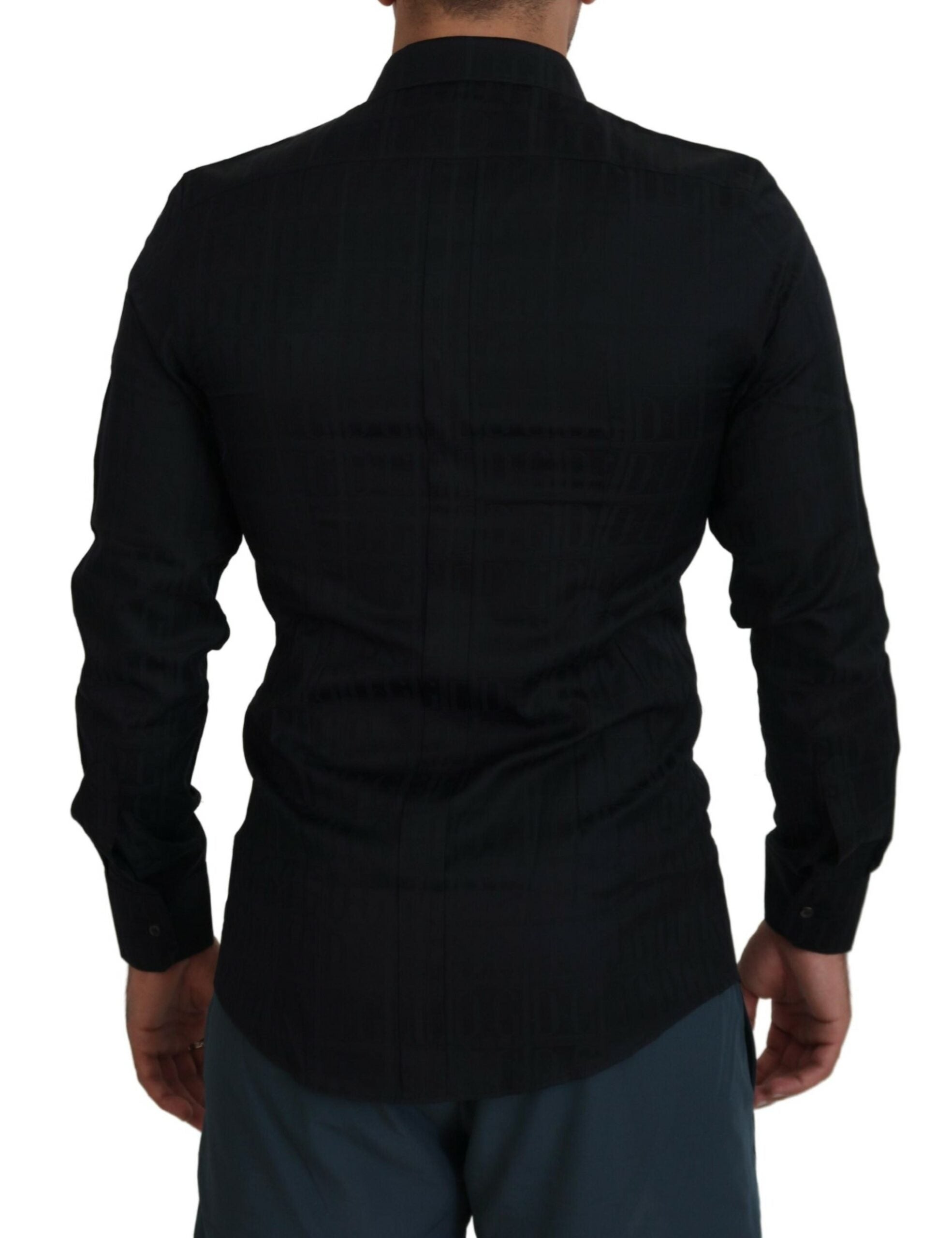 Dolce & Gabbana Elegant Slim Fit Black Cotton Dress Men's Shirt