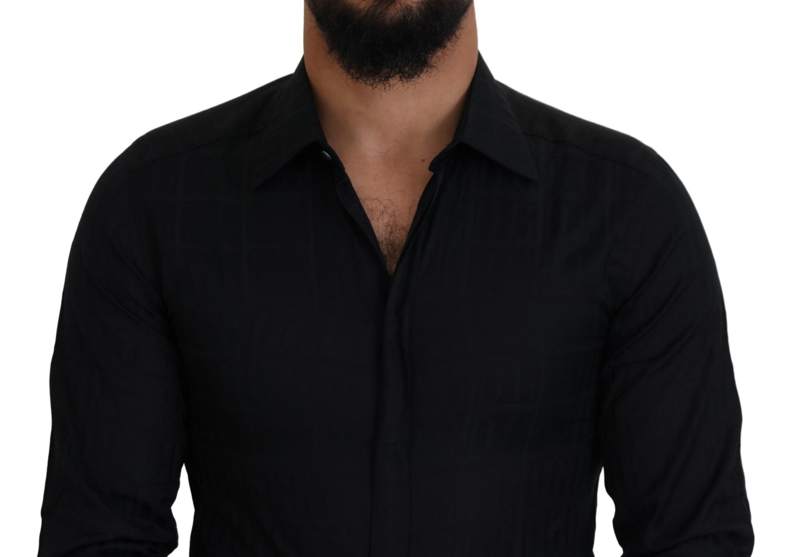 Dolce & Gabbana Elegant Slim Fit Black Cotton Dress Men's Shirt