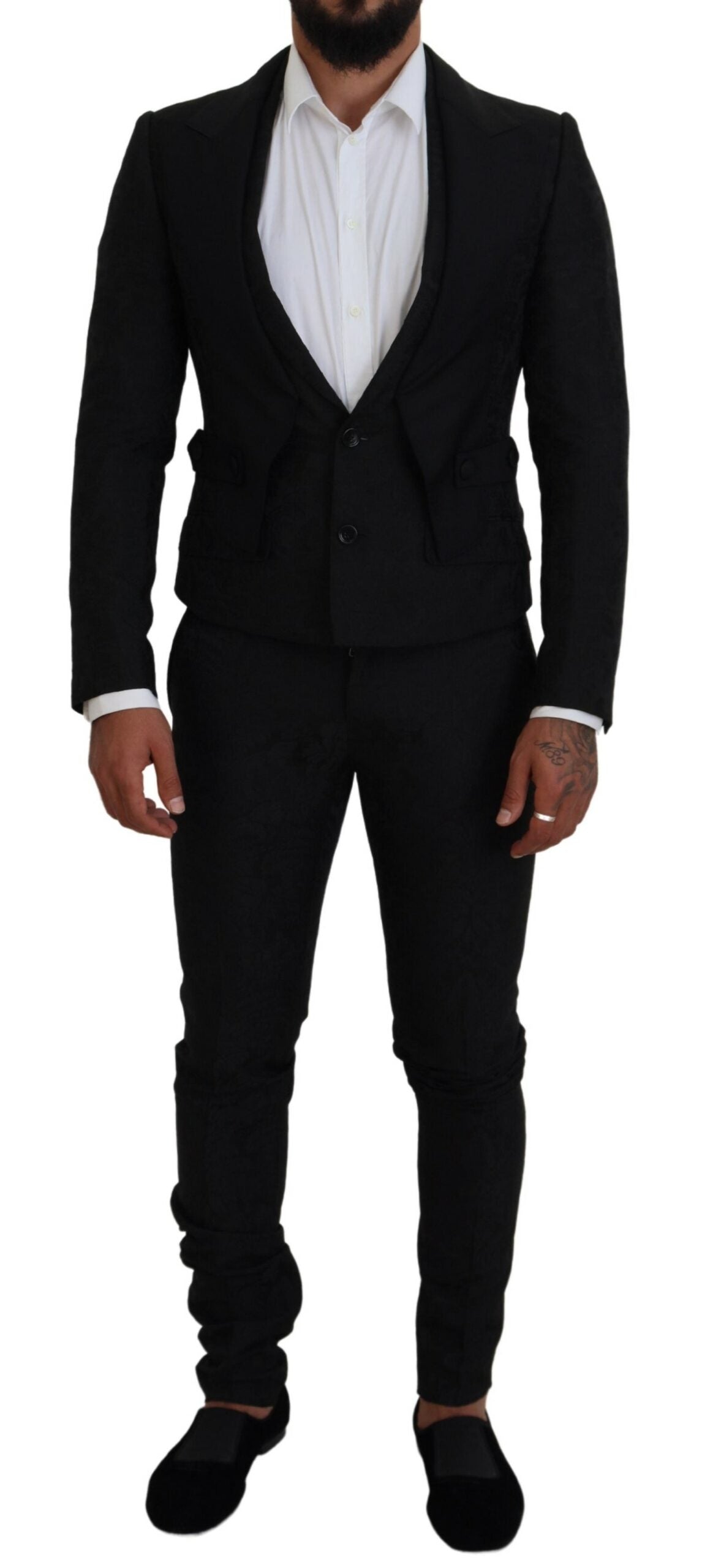 Dolce & Gabbana Black Polyester Men 2 Piece MARTINI Men's Suit