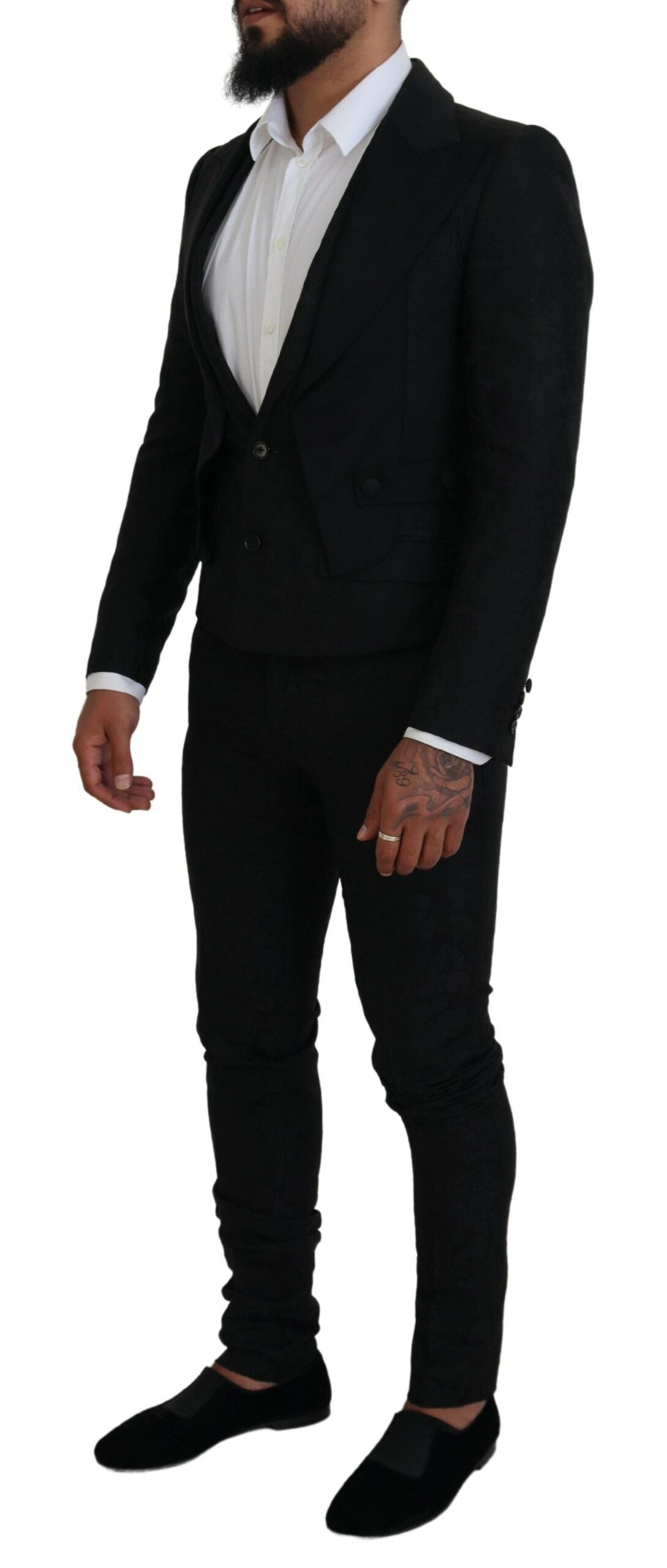 Dolce & Gabbana Black Polyester Men 2 Piece MARTINI Men's Suit