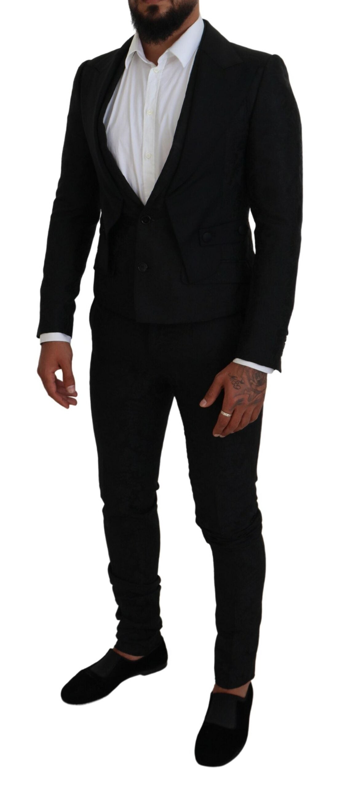 Dolce & Gabbana Black Polyester Men 2 Piece MARTINI Men's Suit