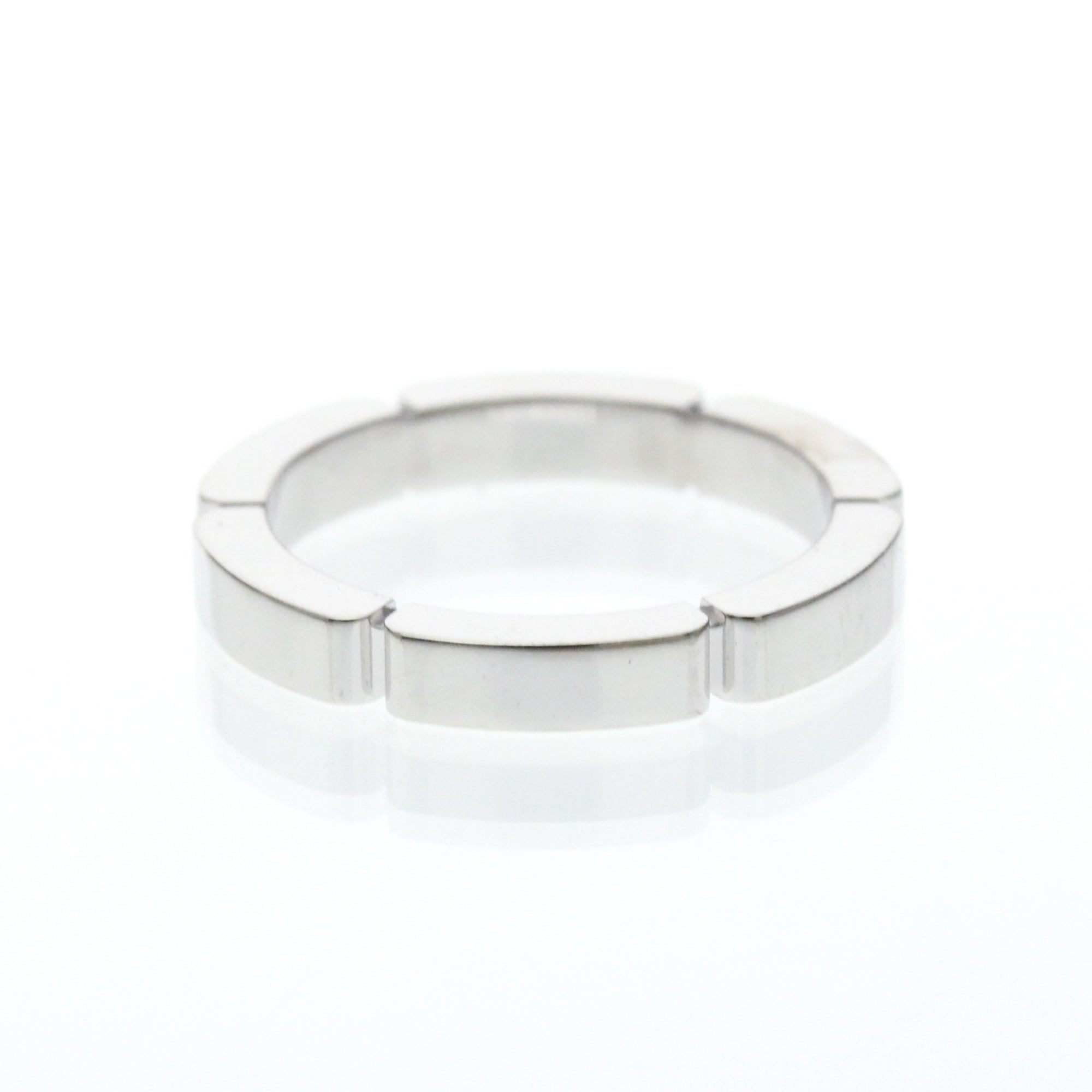 Cartier Maillon Panthere Band 18K White Gold With 4 Diamonds Silver White_Gold Ring Jewelry (Pre-Owned)
