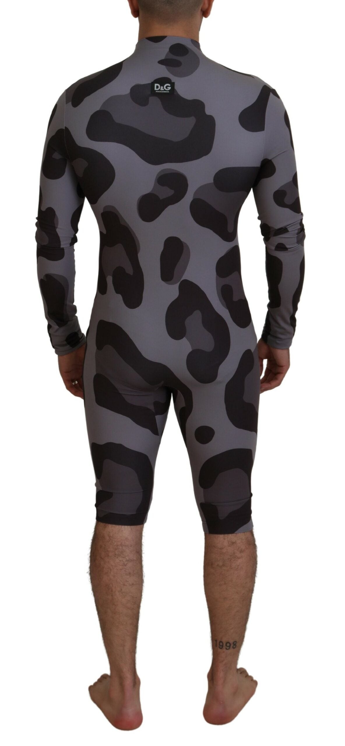 Dolce & Gabbana Gray Patterned Polyester Wetsuit Men's Swimwear
