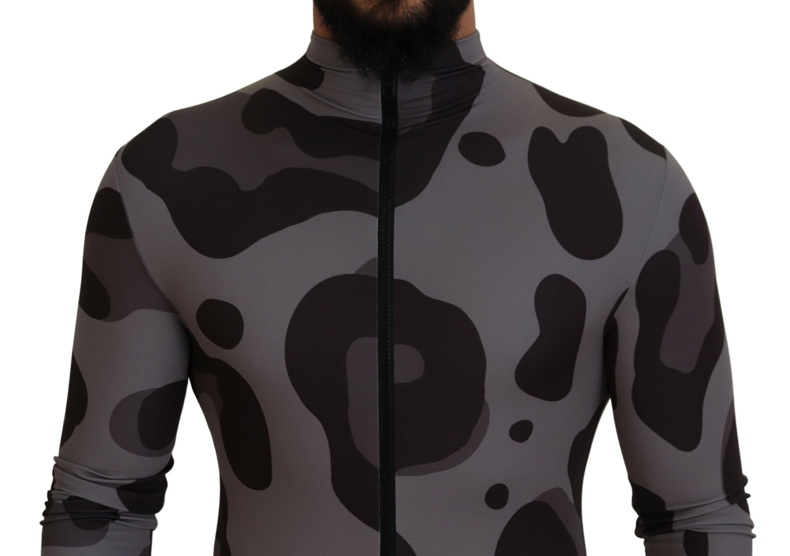 Dolce & Gabbana Gray Patterned Polyester Wetsuit Men's Swimwear