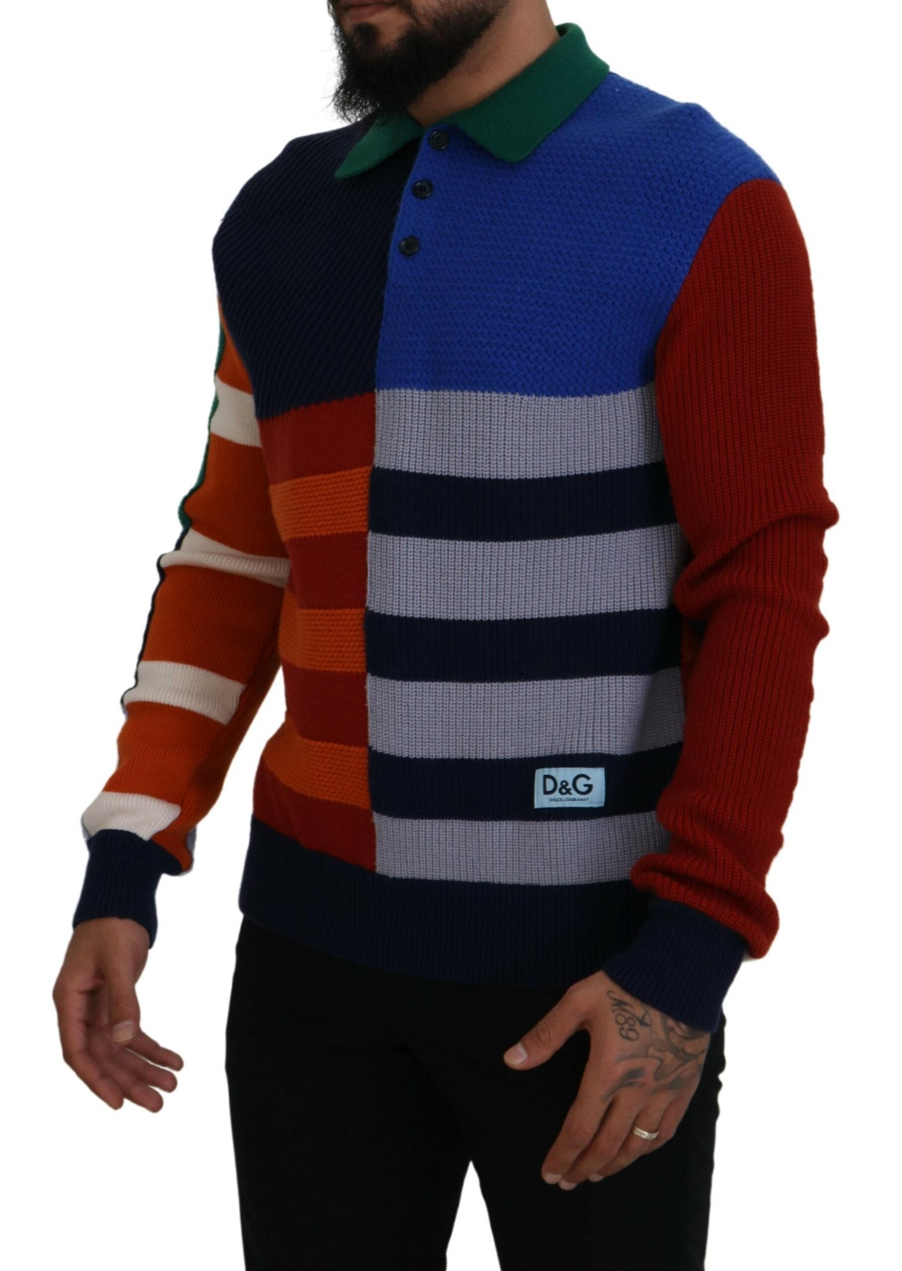 Dolce & Gabbana Multicolor Stripes Wool Pullover Men's Sweater