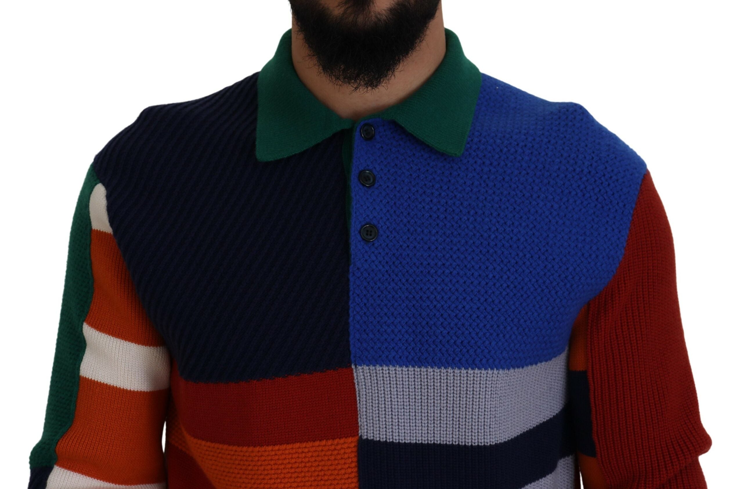 Dolce & Gabbana Multicolor Stripes Wool Pullover Men's Sweater