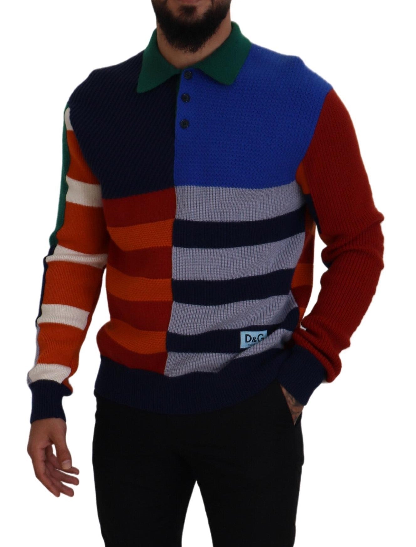 Dolce & Gabbana Multicolor Stripes Wool Pullover Men's Sweater