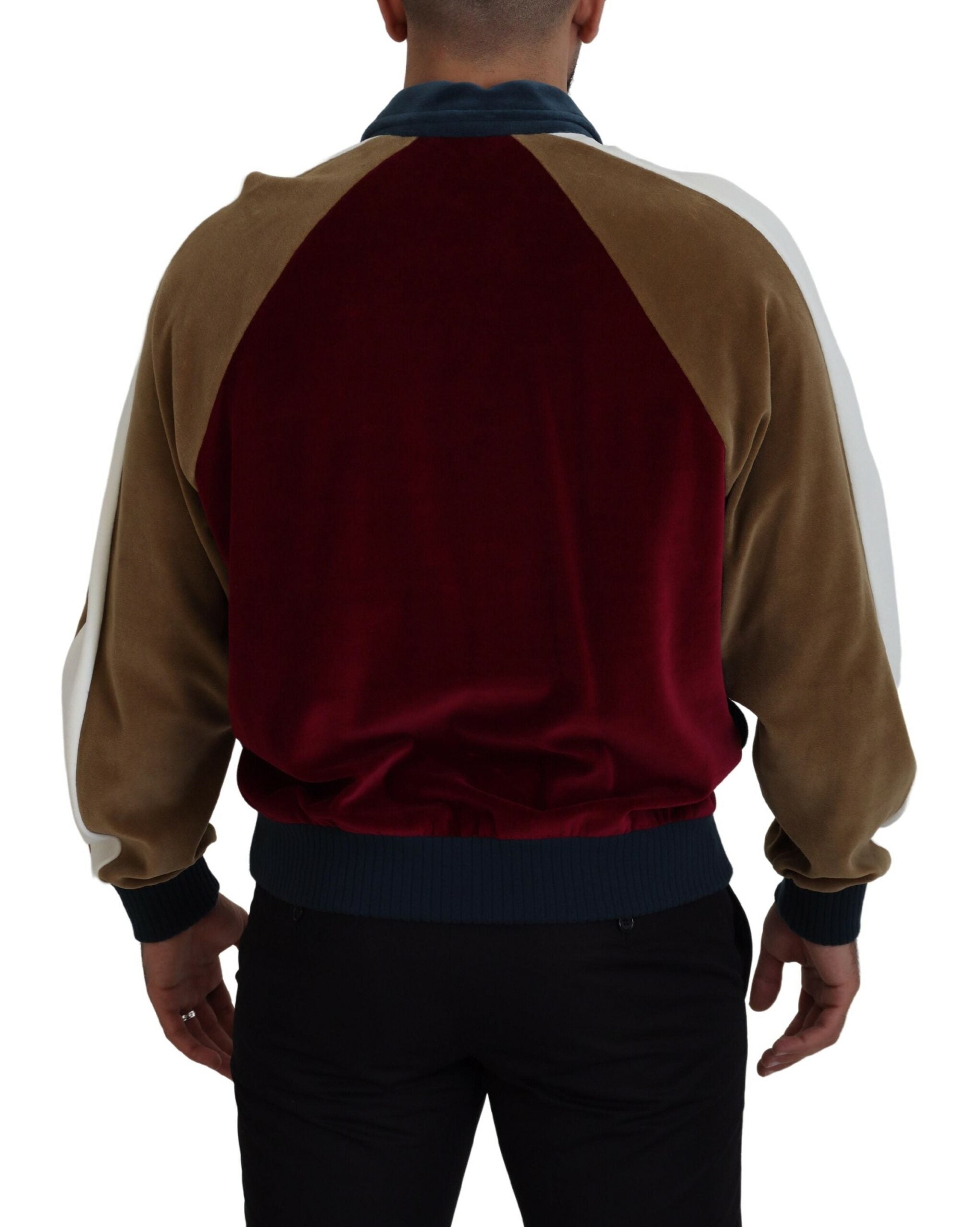 Dolce & Gabbana Multicolor Cotton Collared Pullover Men's Sweater