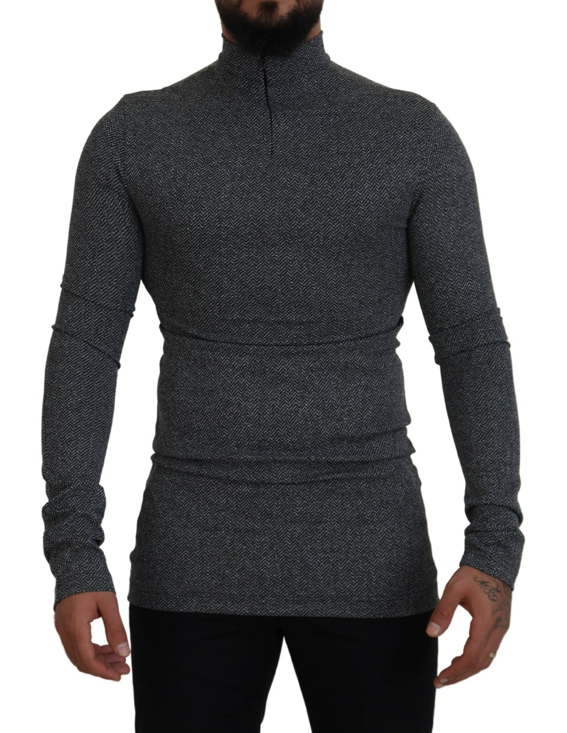 Dolce & Gabbana Elegant Dark Gray Pullover Men's Sweater