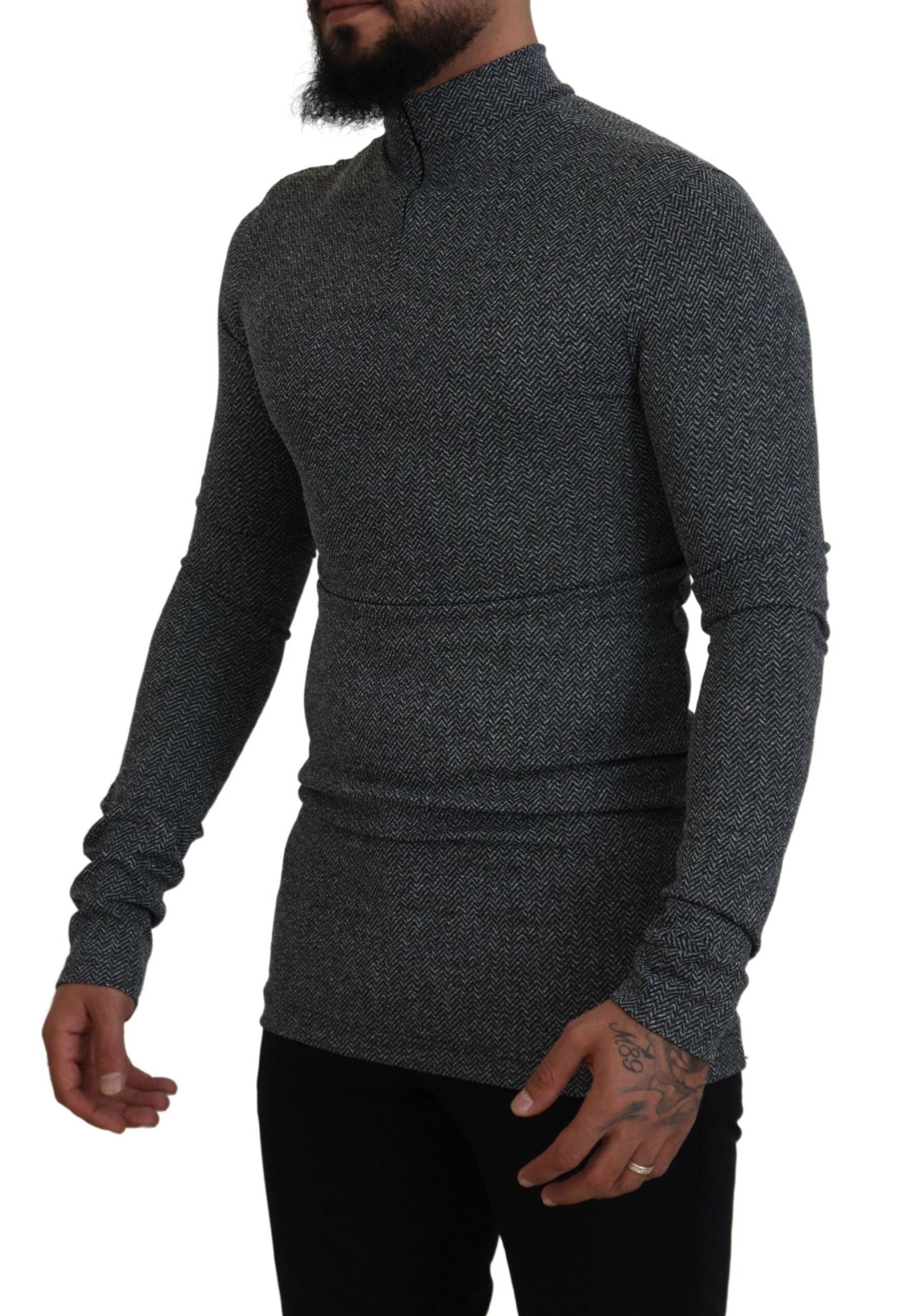 Dolce & Gabbana Elegant Dark Gray Pullover Men's Sweater