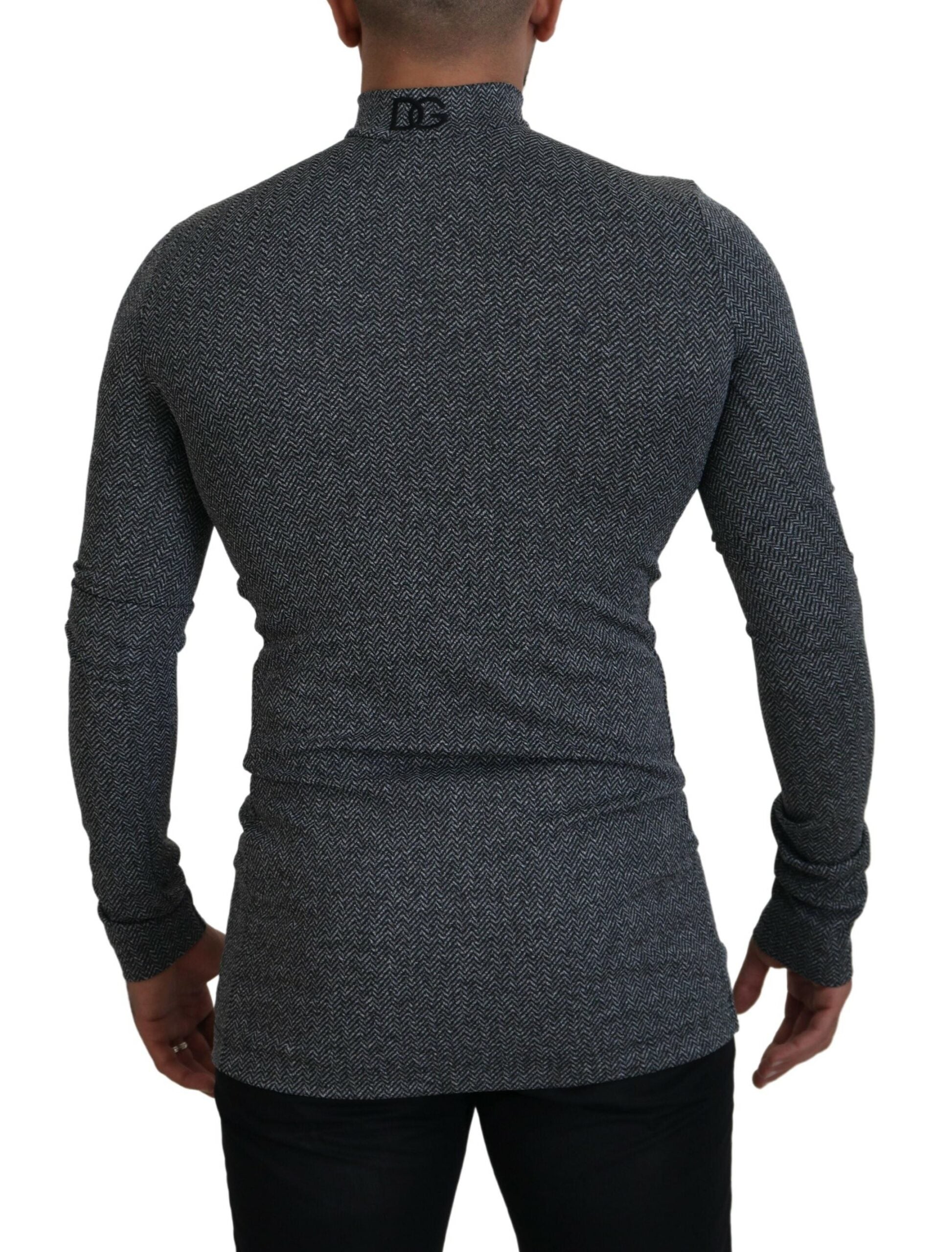 Dolce & Gabbana Elegant Dark Gray Pullover Men's Sweater