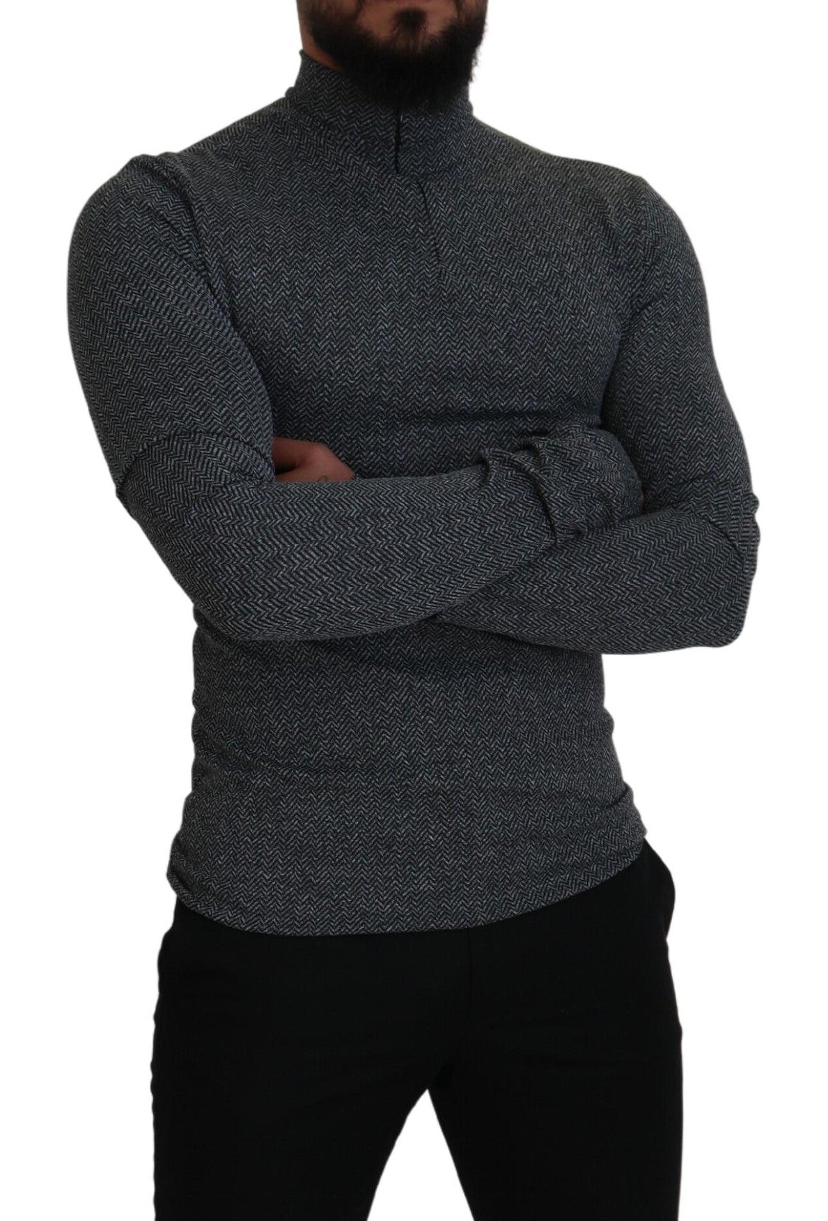 Dolce & Gabbana Elegant Dark Gray Pullover Men's Sweater