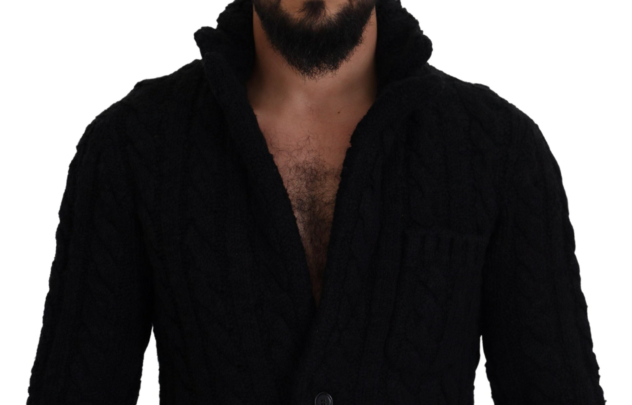 Dolce & Gabbana Elegant Black Wool-Cashmere Blend Men's Cardigan