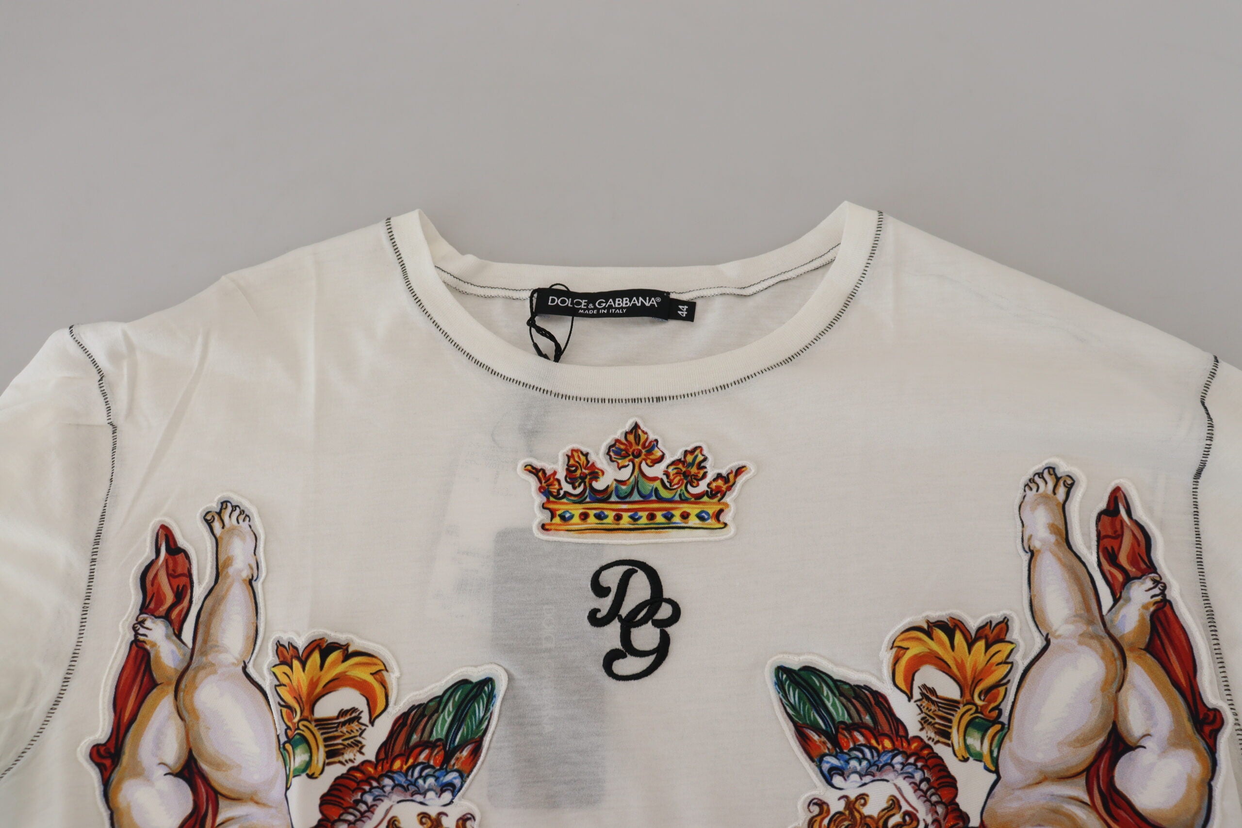 Dolce & Gabbana White Printed Short Sleeves Men Men's T-shirt