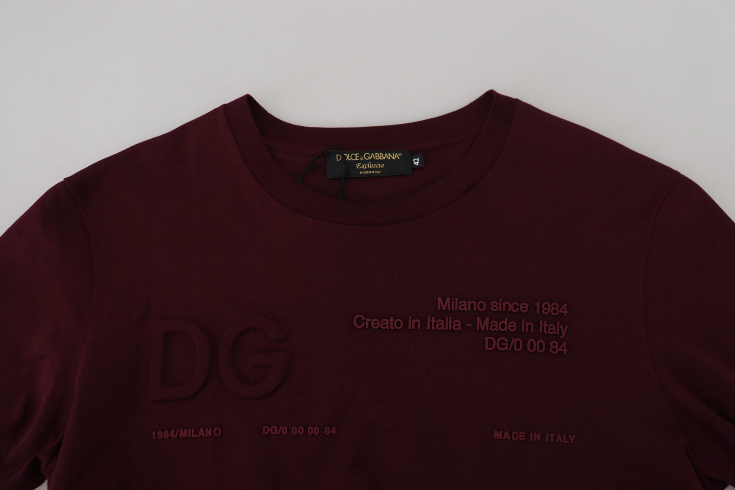 Dolce & Gabbana Maroon Printed Short Sleeves Men Men's T-shirt